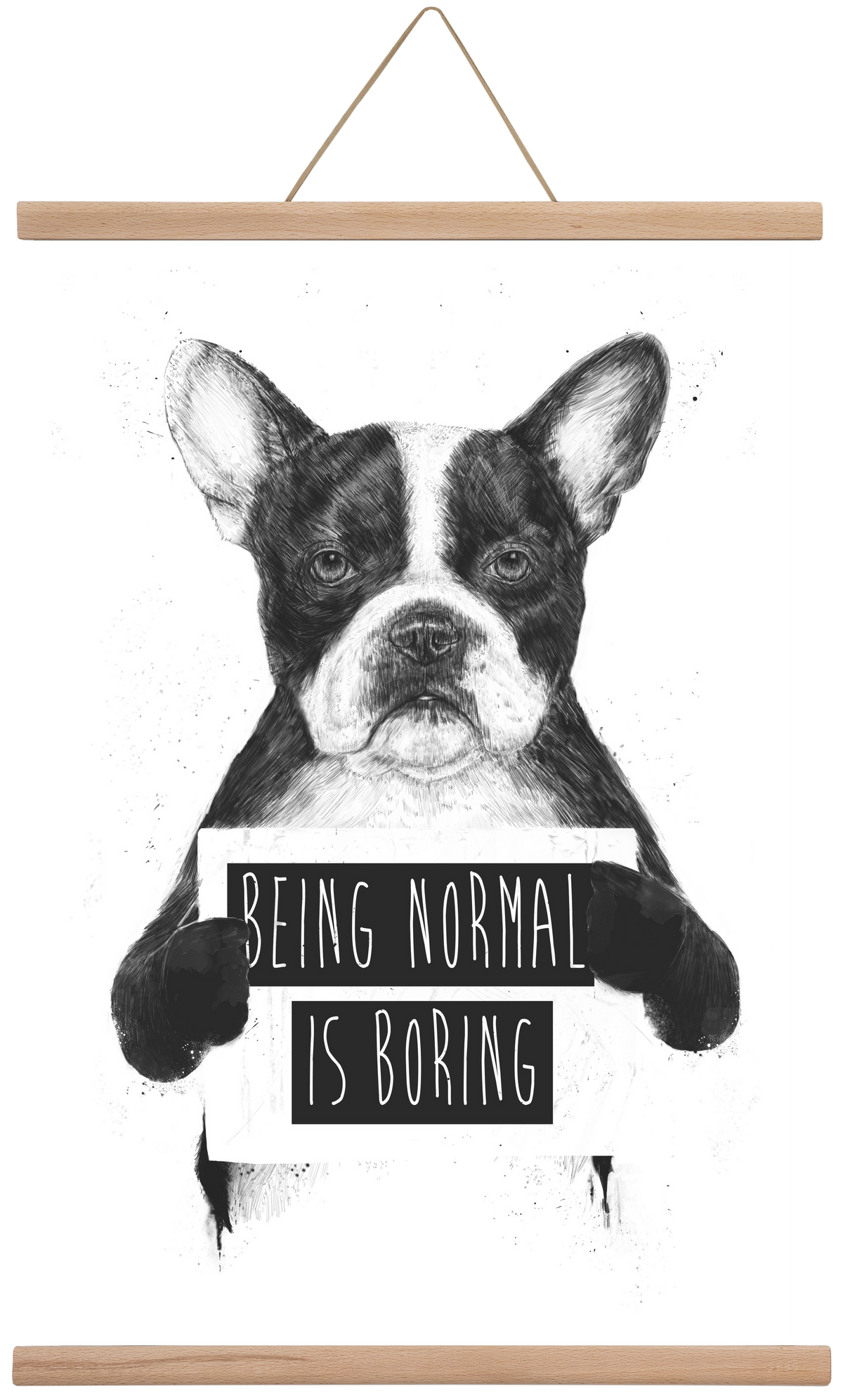 Being normal is boring, 40x60 cm (40x60 cm), Tölgy akasztó