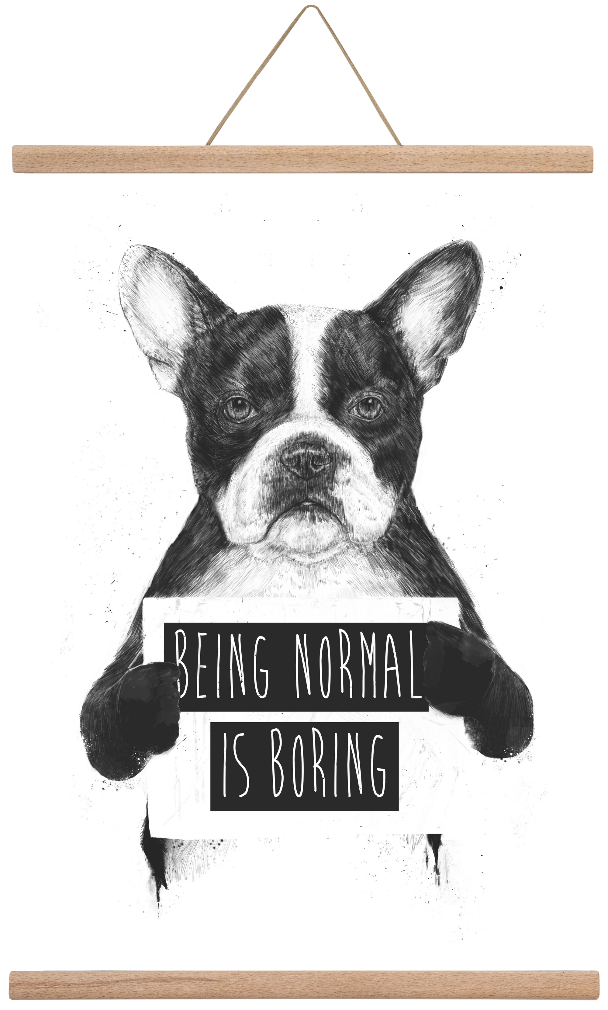 Being normal is boring, 40x60 cm (40x60 cm), Tölgy akasztó