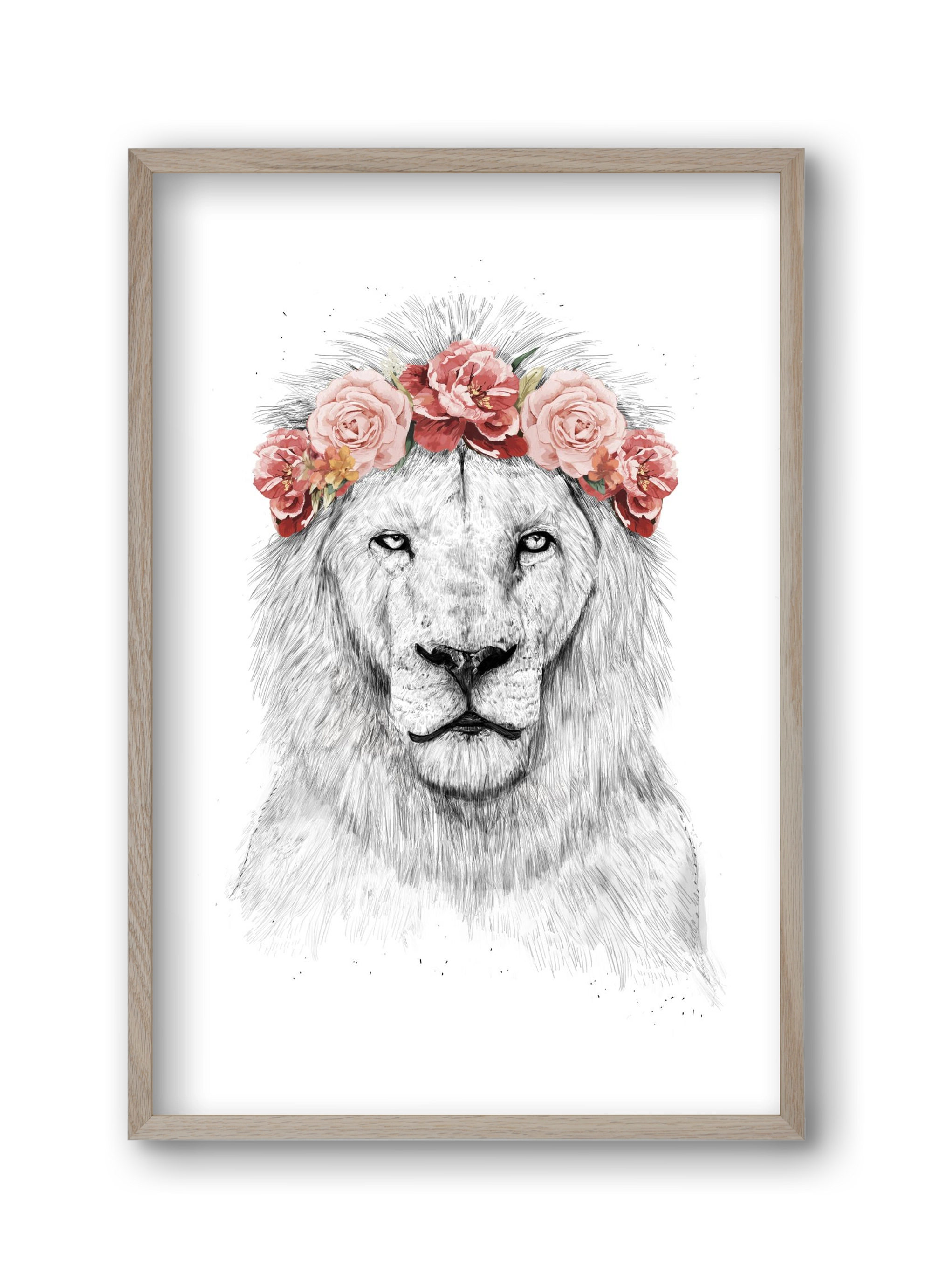 Festival lion, 30x45 cm (30x45 cm), Tölgy keret