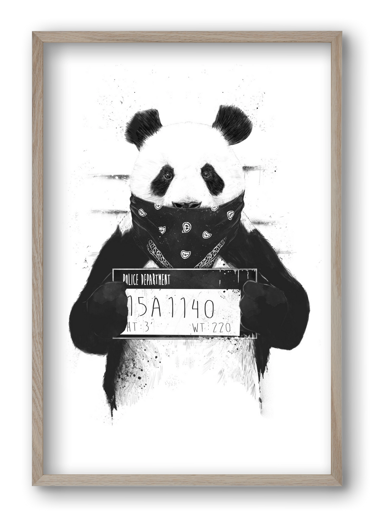 Bad panda, 40x60 cm (40x60 cm), Tölgy keret