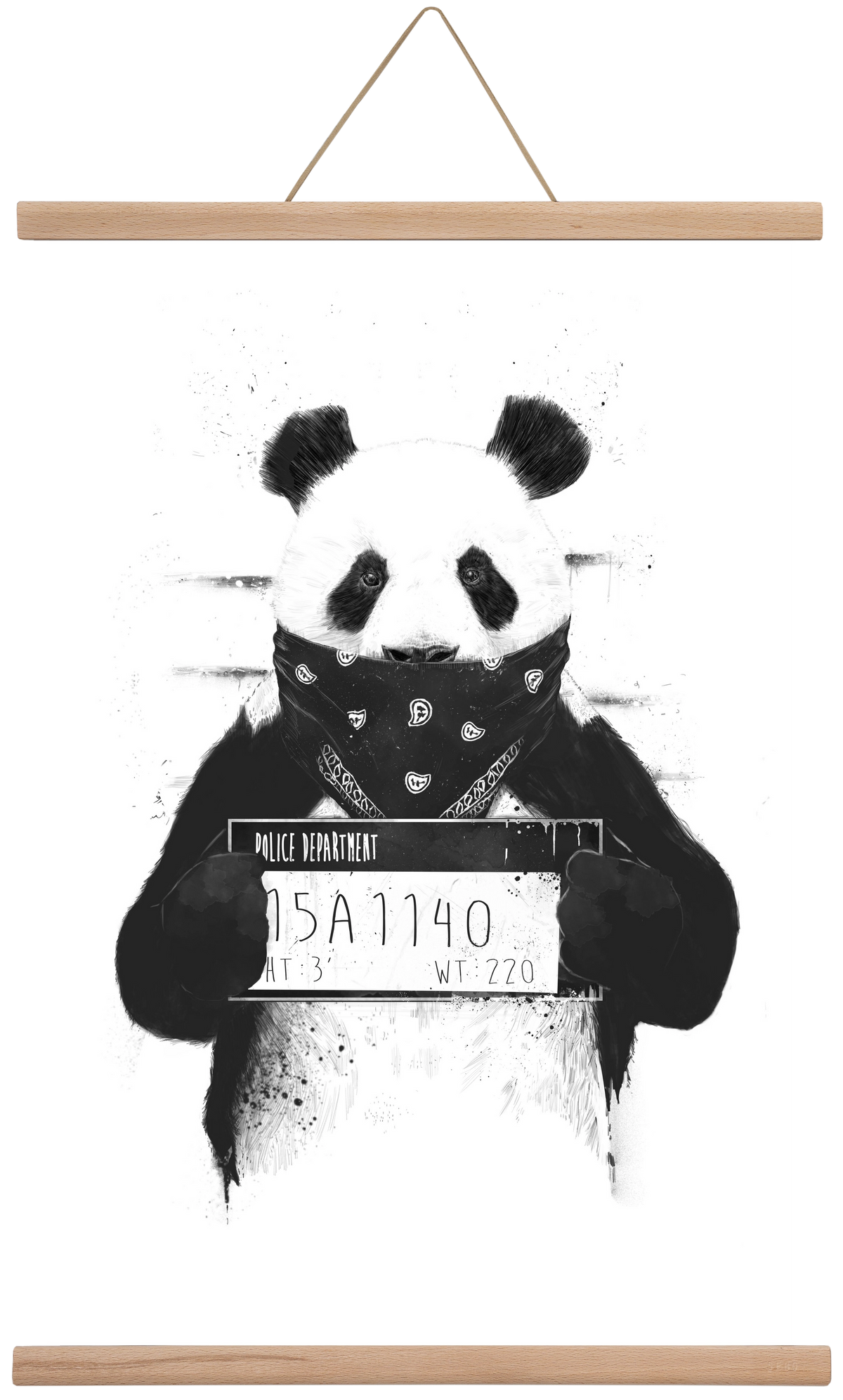 Bad panda, 40x60 cm (40x60 cm), Tölgy akasztó