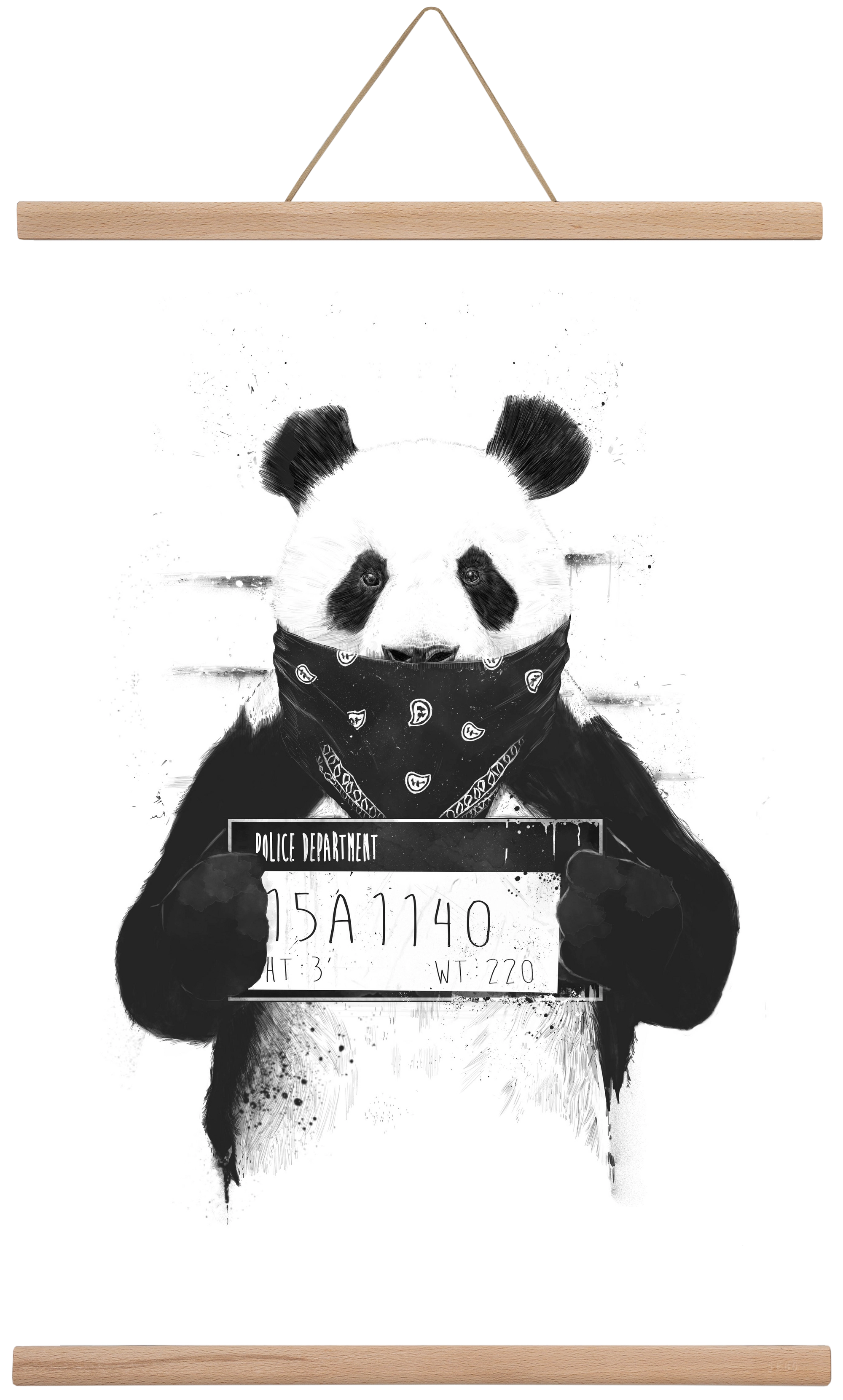 Bad panda, 40x60 cm (40x60 cm), Tölgy akasztó