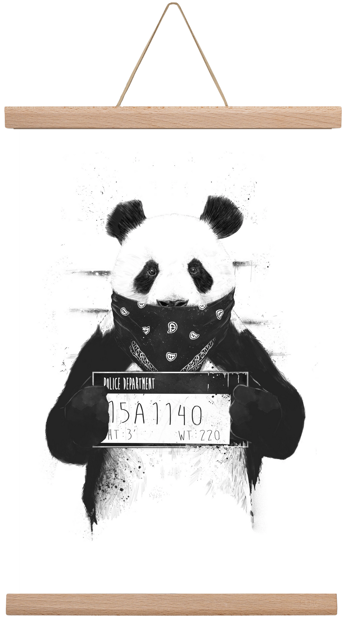 Bad panda, 30x45 cm (30x45 cm), Tölgy akasztó