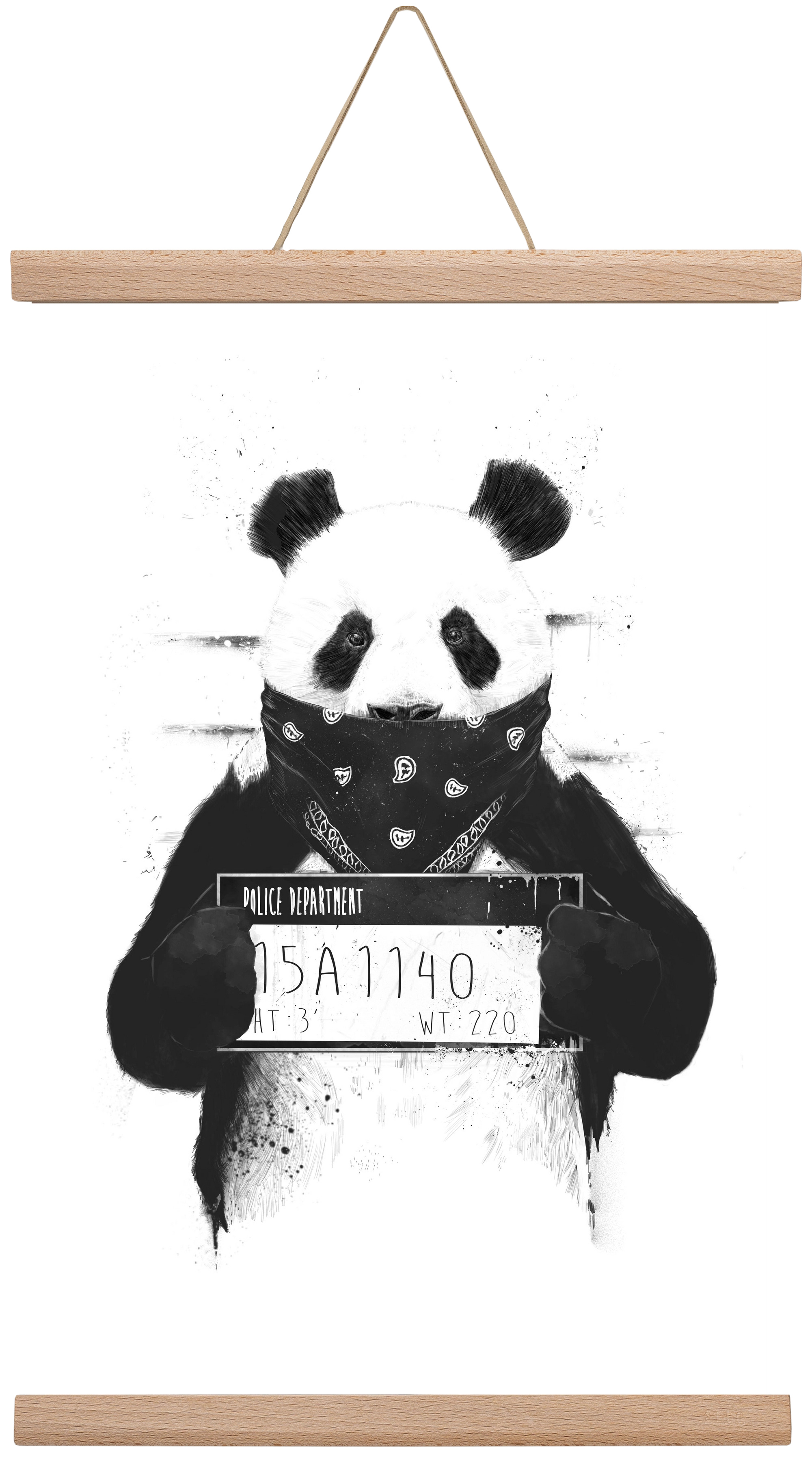 Bad panda, 30x45 cm (30x45 cm), Tölgy akasztó