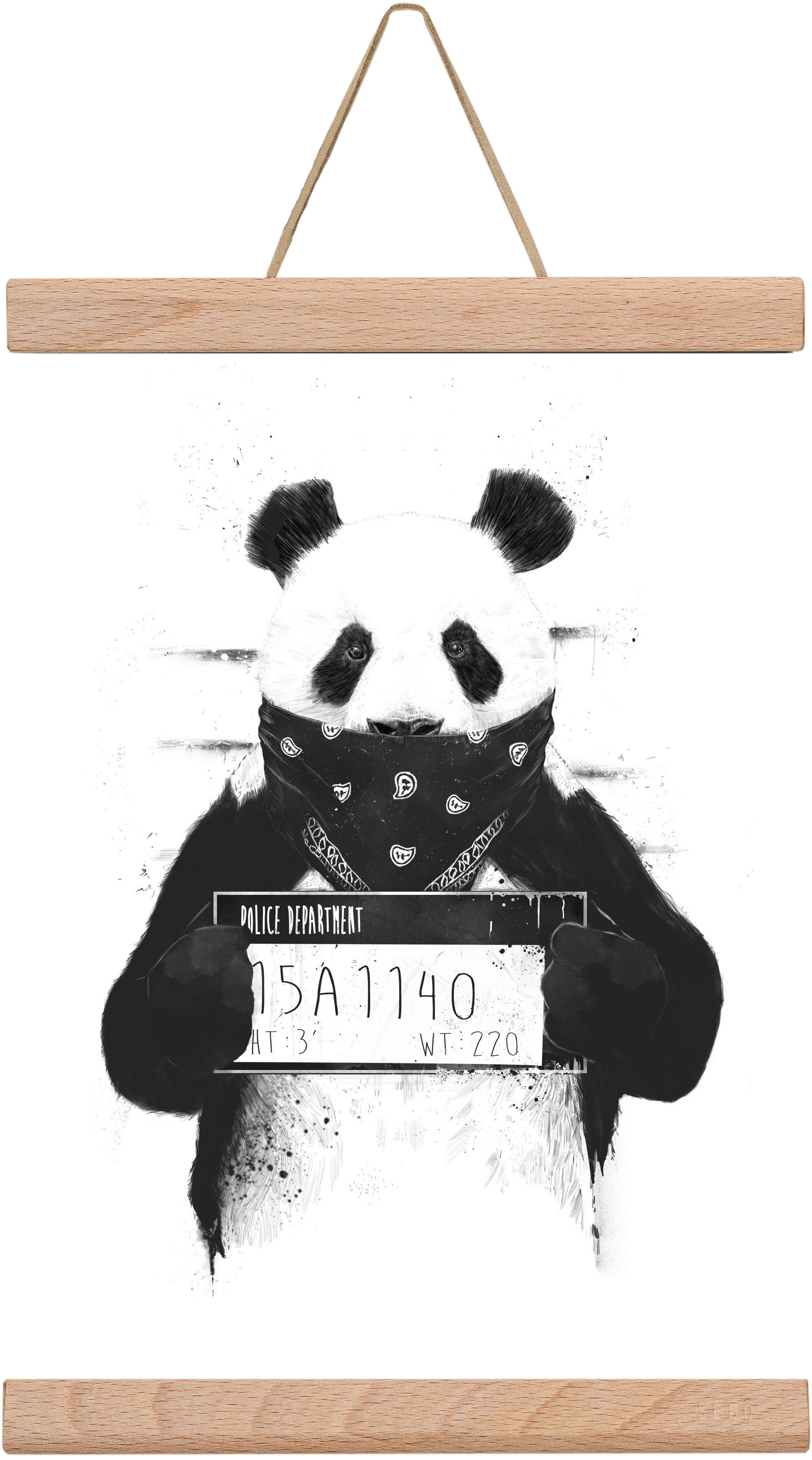 Bad panda, 20x30 cm (20x30 cm), Tölgy akasztó
