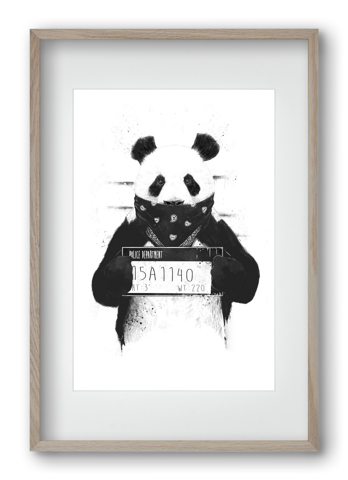 Bad panda, 40x60 cm (30x45 cm), Tölgy keret, paszpartuval