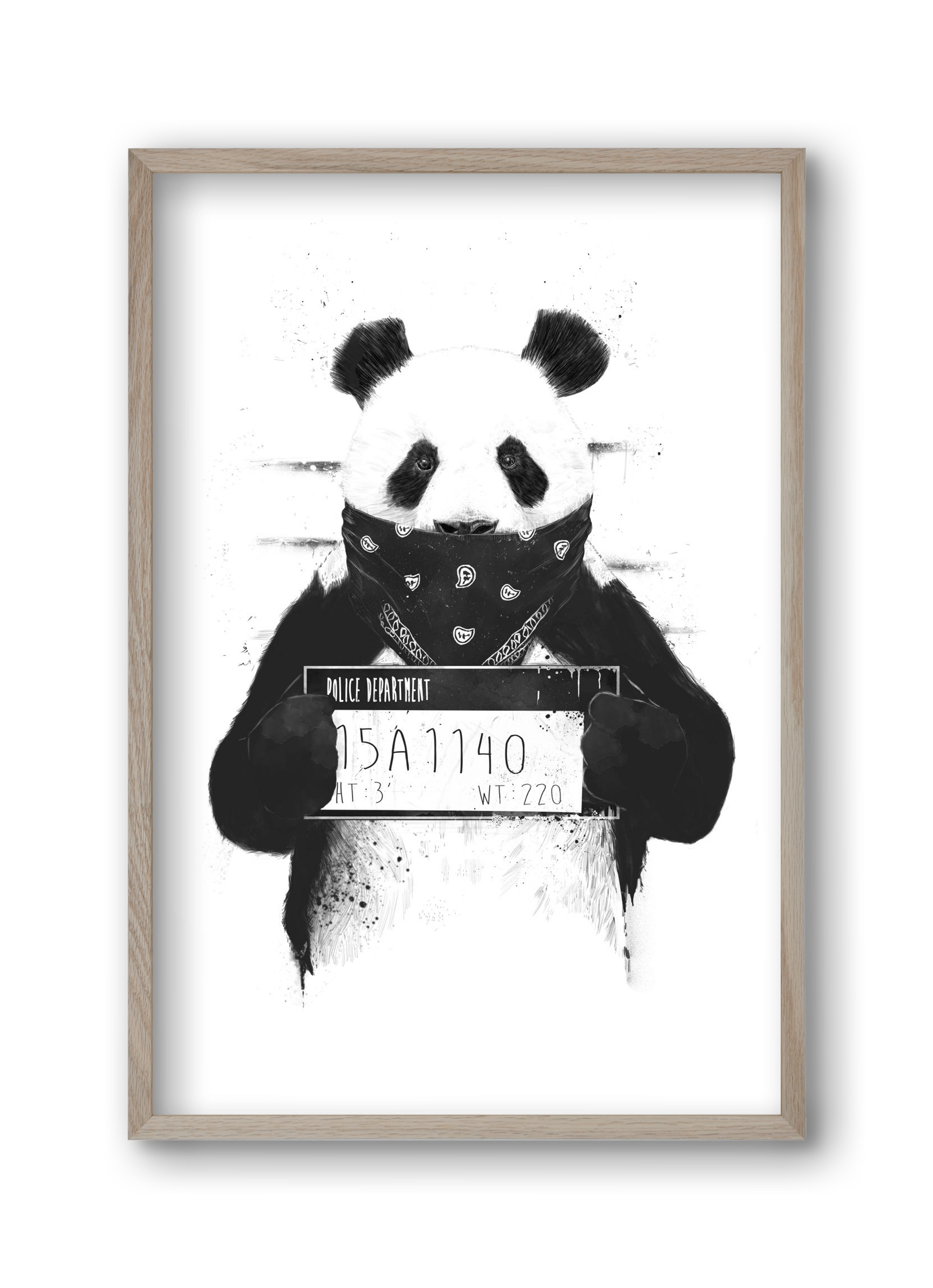 Bad panda, 30x45 cm (30x45 cm), Tölgy keret