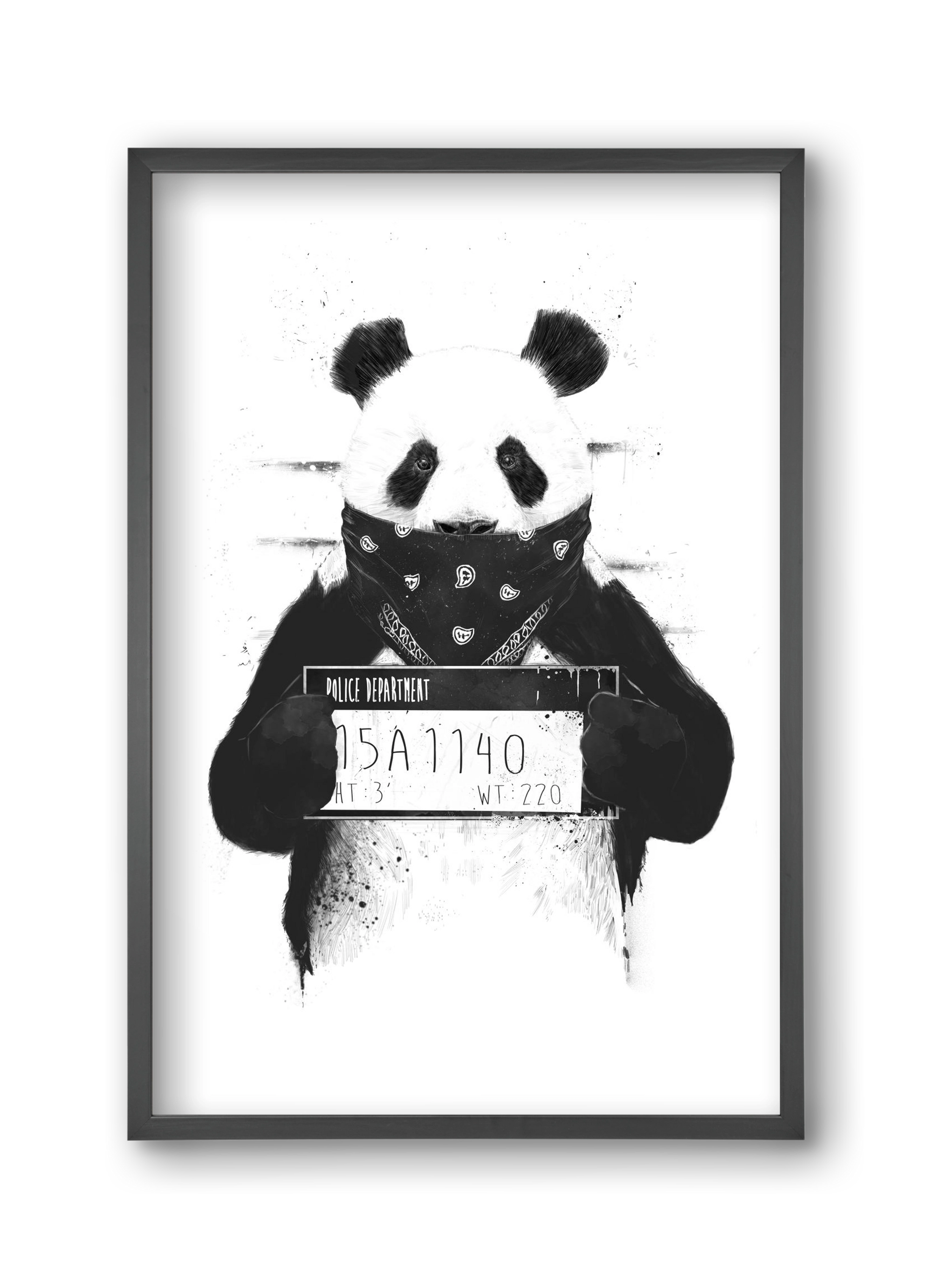 Bad panda, 30x45 cm (30x45 cm), Fekete keret