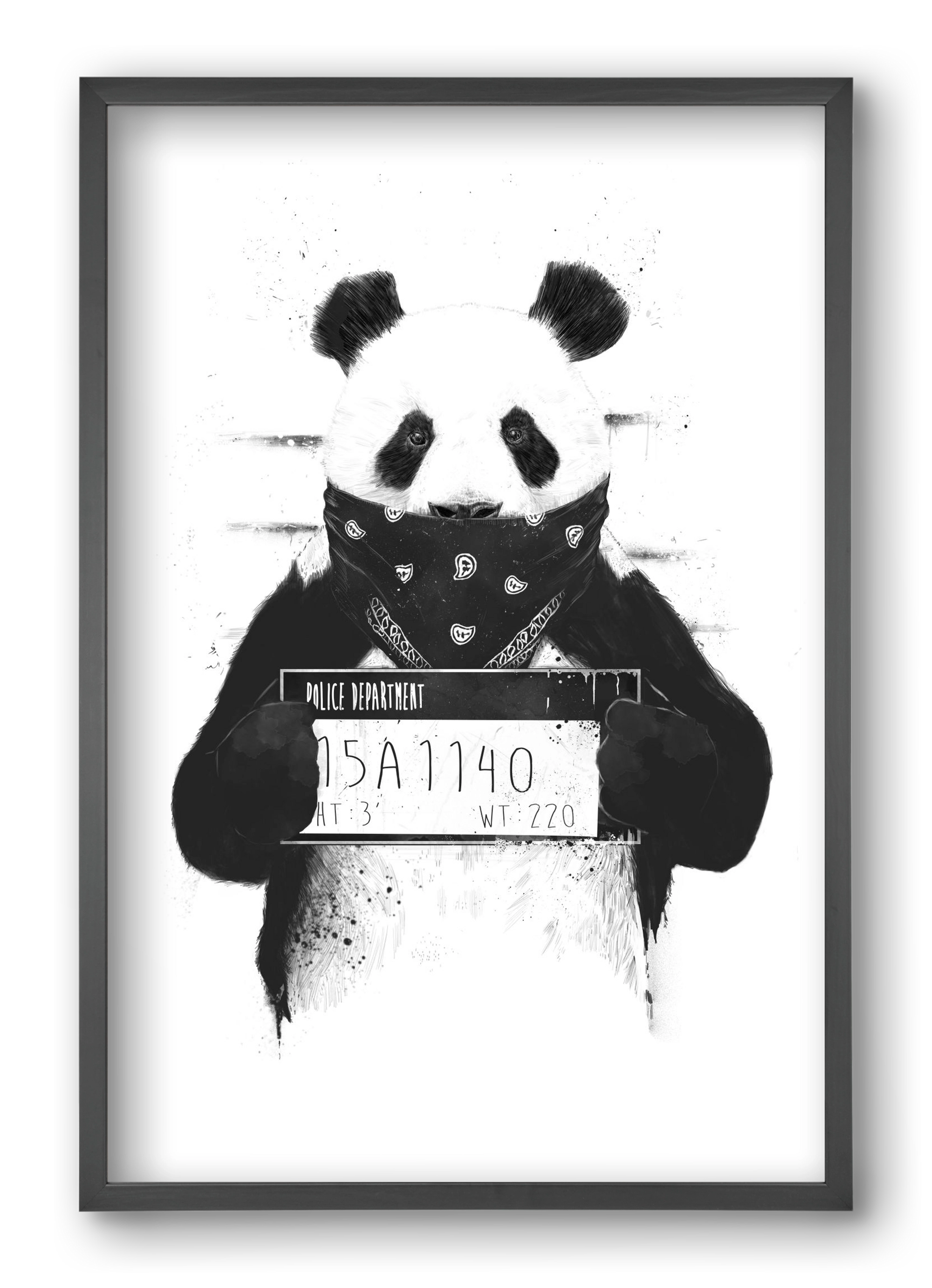Bad panda, 40x60 cm (40x60 cm), Fekete keret