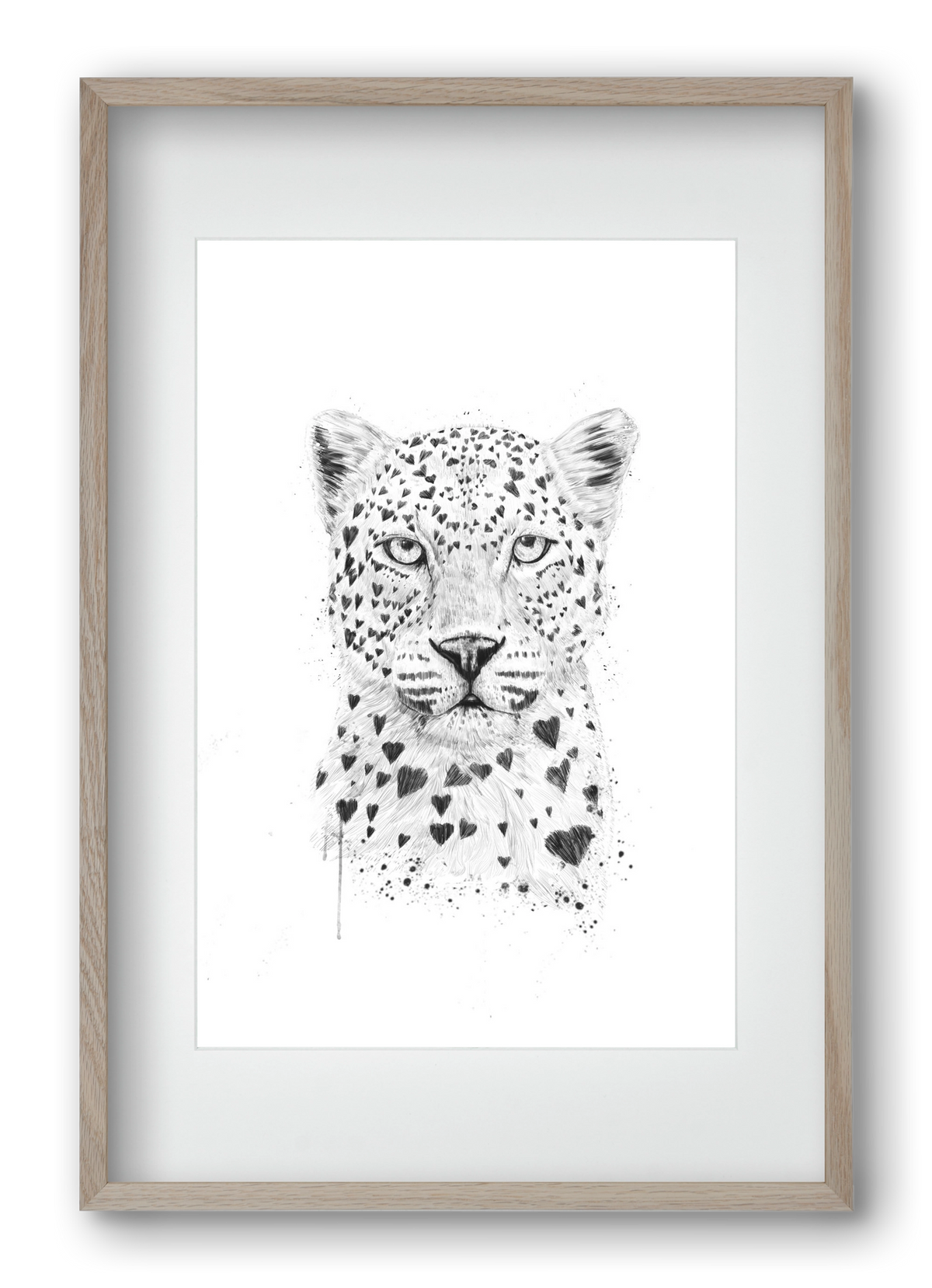 Lovely leopard, 40x60 cm (30x45 cm), Tölgy keret, paszpartuval