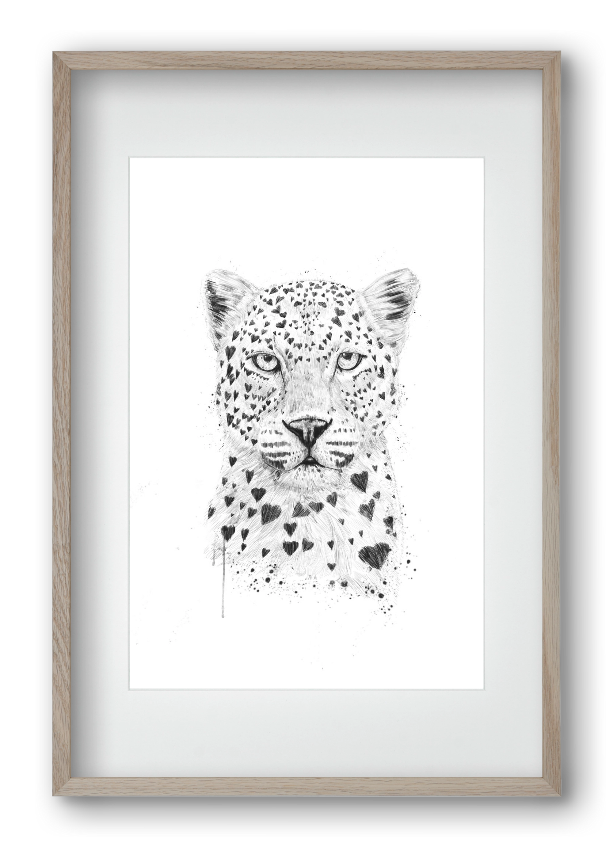 Lovely leopard, 40x60 cm (30x45 cm), Tölgy keret, paszpartuval