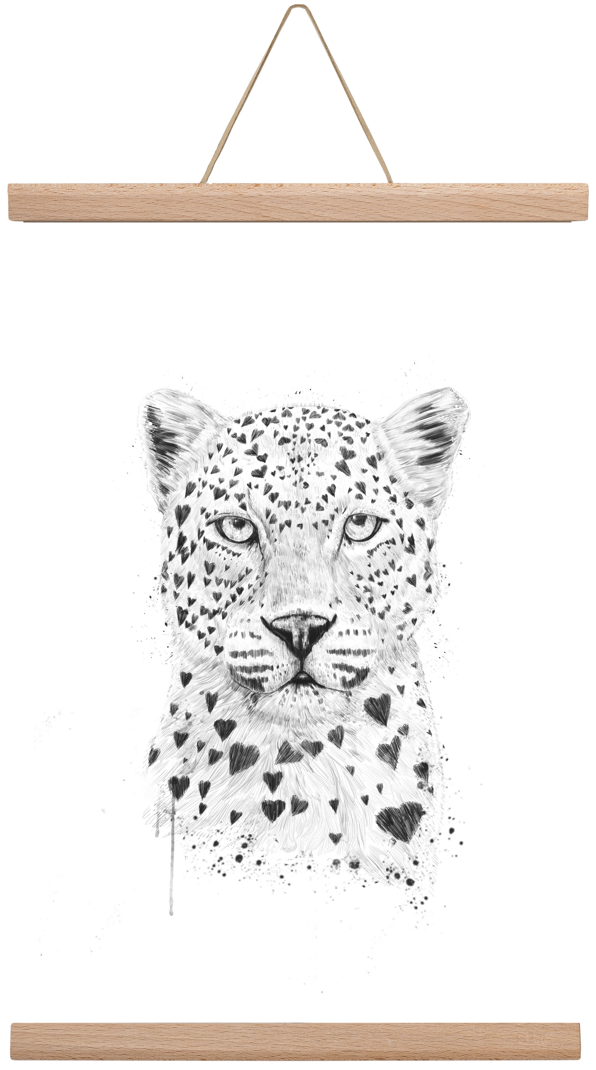 Lovely leopard, 30x45 cm (30x45 cm), Tölgy akasztó