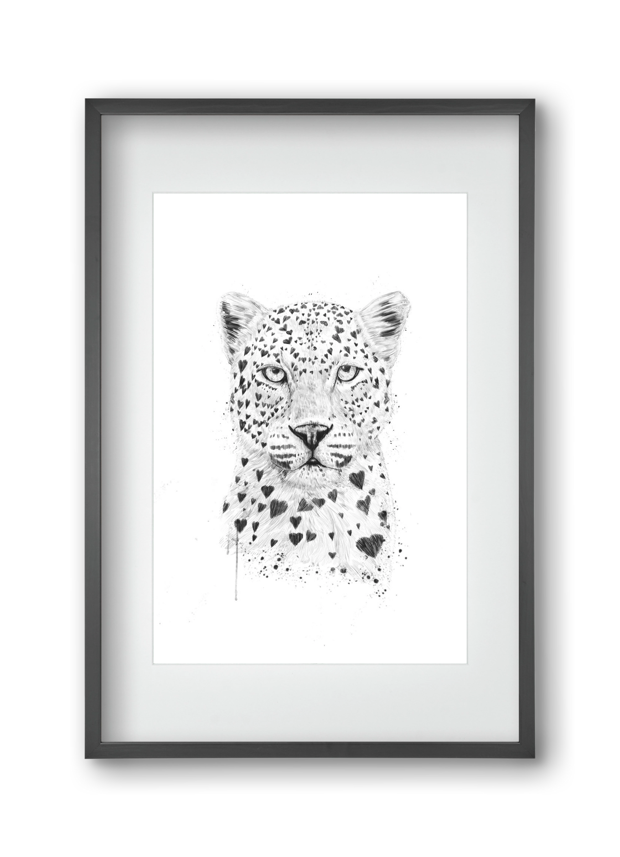 Lovely leopard, 30x45 cm (20x30 cm), Fekete keret, paszpartuval
