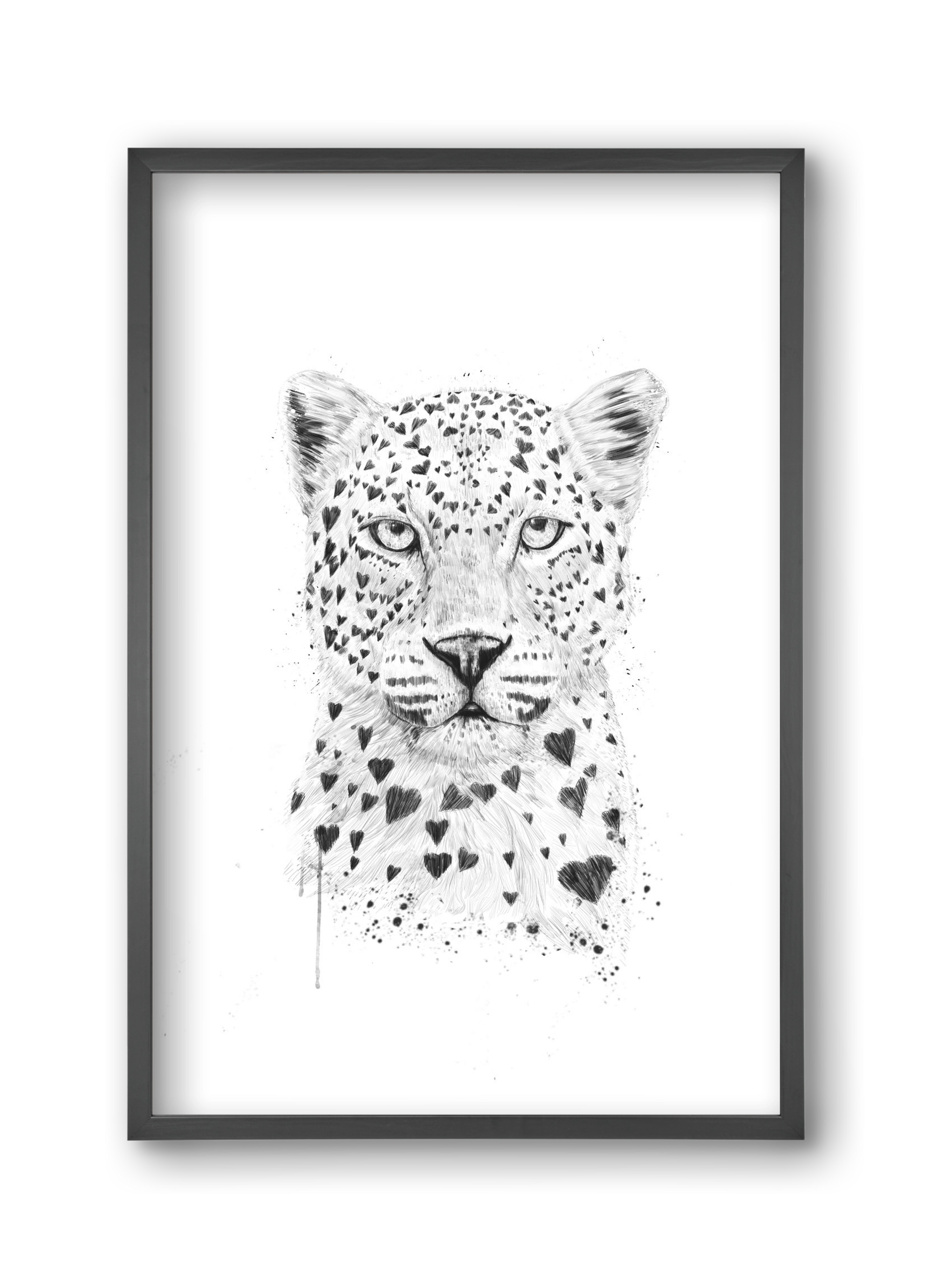 Lovely leopard, 30x45 cm (30x45 cm), Fekete keret