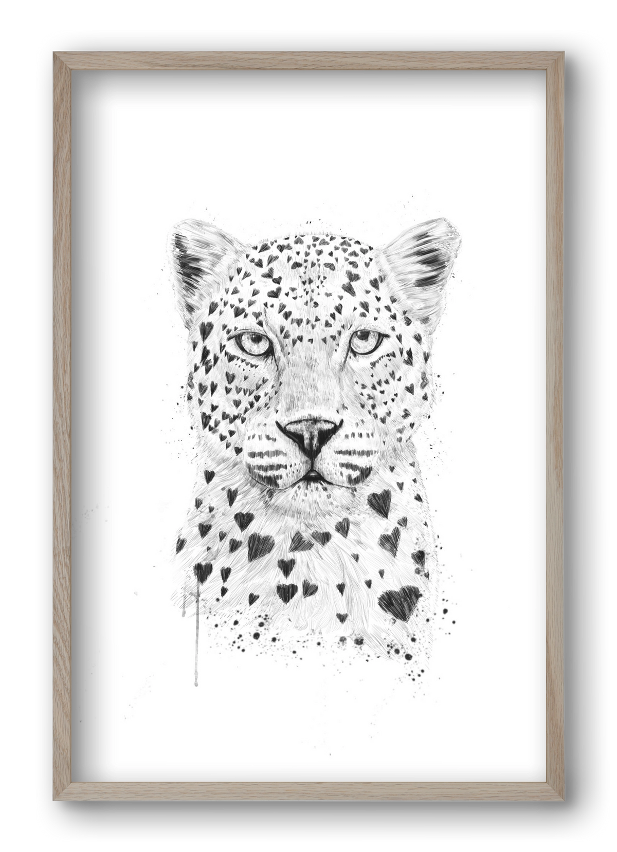 Lovely leopard, 40x60 cm (40x60 cm), Tölgy keret