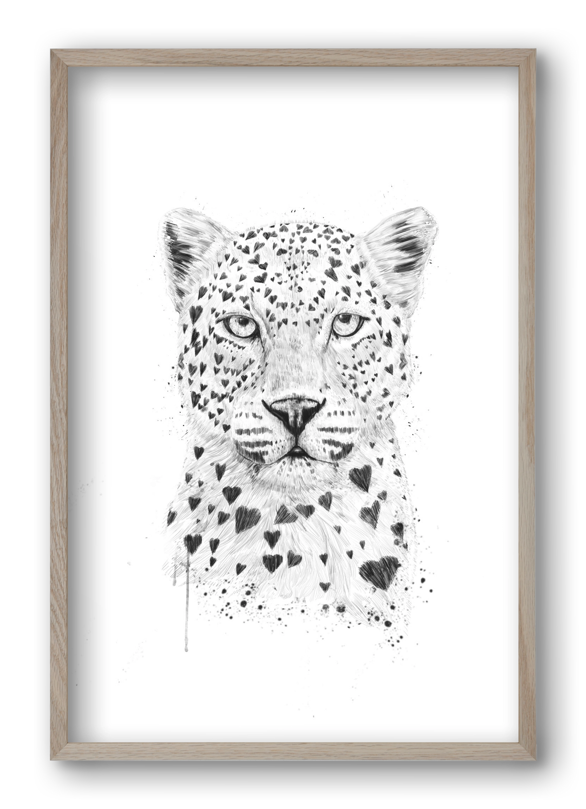 Lovely leopard, 40x60 cm (40x60 cm), Tölgy keret