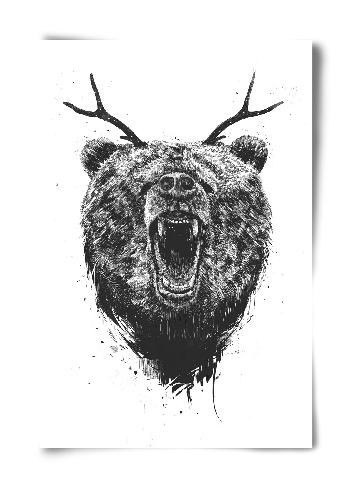 Angry bear with antlers, 40x60 cm, Keret nélkül