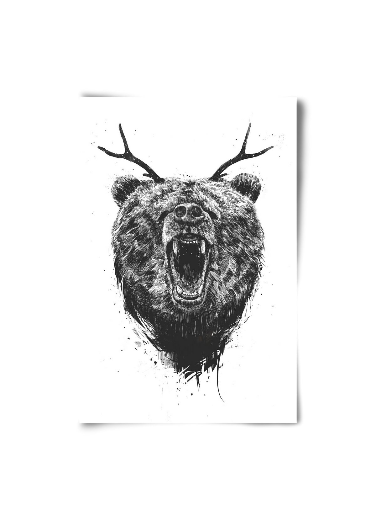 Angry bear with antlers, 20x30 cm, Keret nélkül