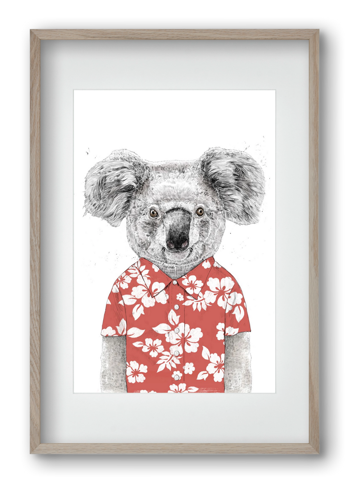 Summer koala (red), 40x60 cm (30x45 cm), Tölgy keret, paszpartuval