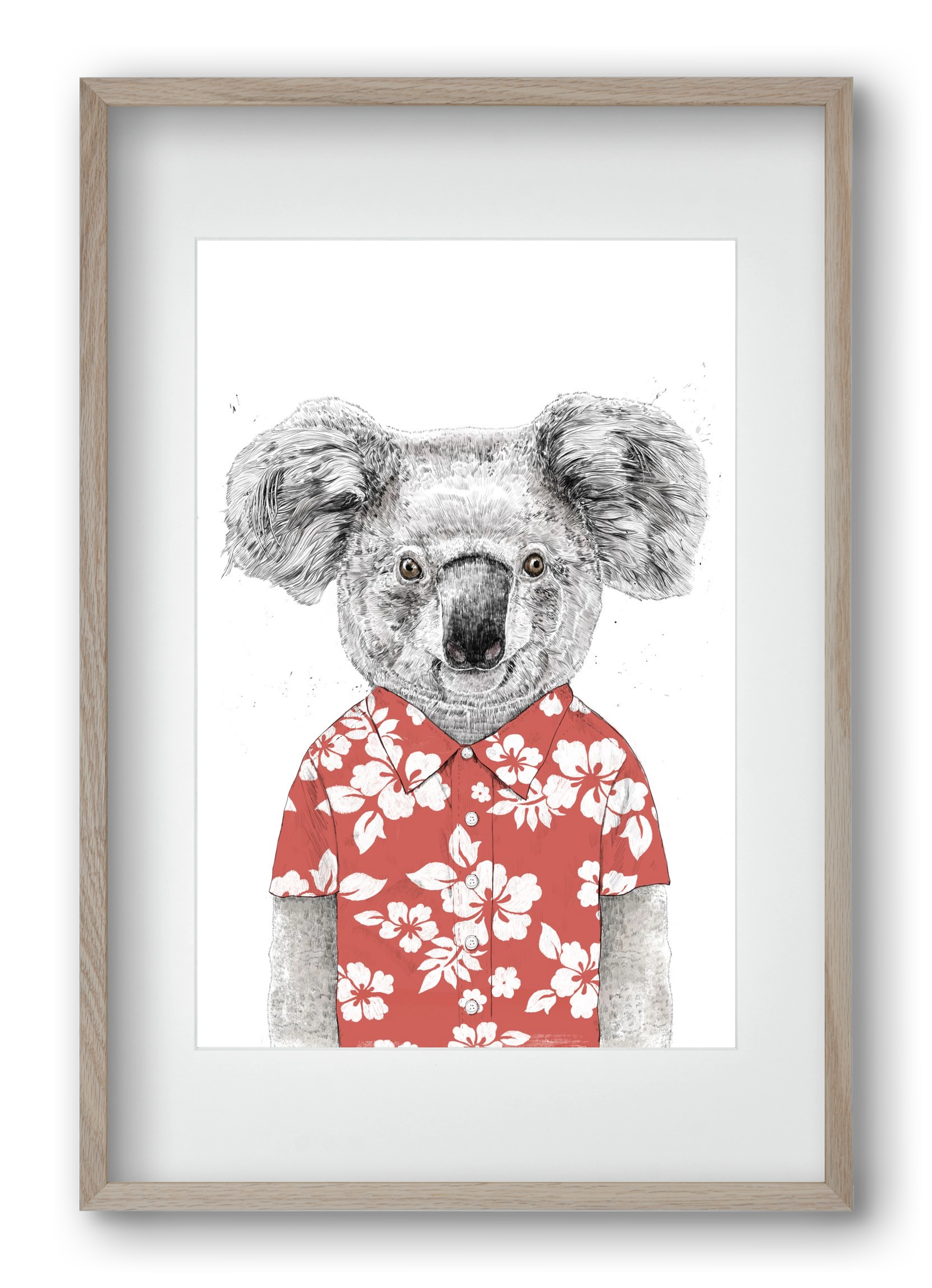 Summer koala (red), 40x60 cm (30x45 cm), Tölgy keret, paszpartuval