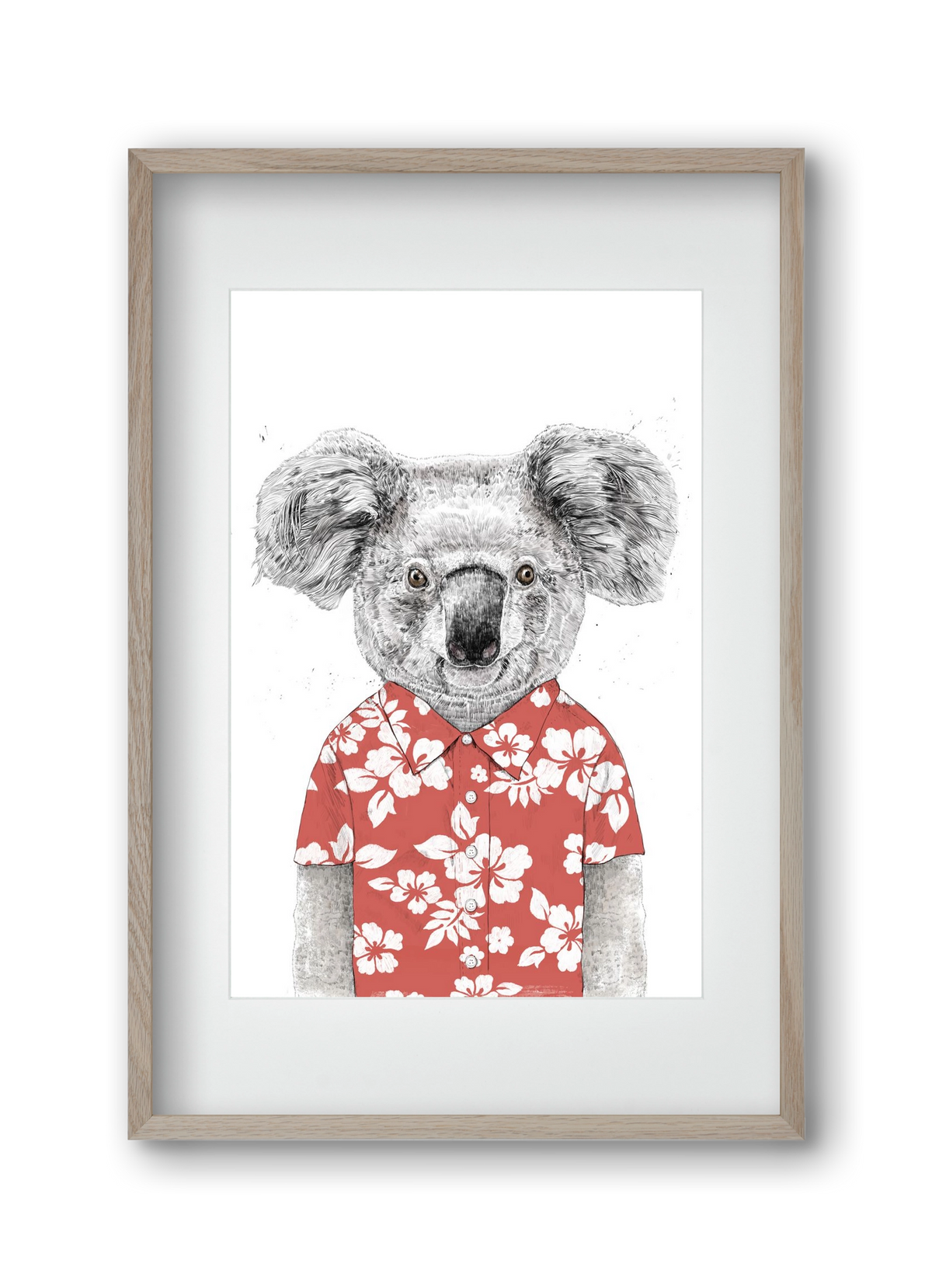 Summer koala (red), 30x45 cm (20x30 cm), Tölgy keret, paszpartuval