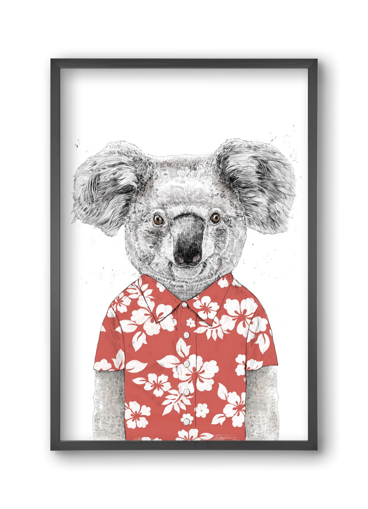 Summer koala (red), 30x45 cm (30x45 cm), Fekete keret