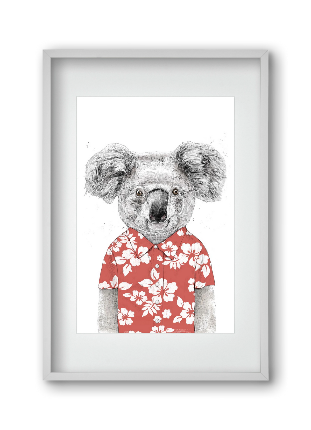 Summer koala (red), 30x45 cm (20x30 cm), Fehér keret, paszpartuval