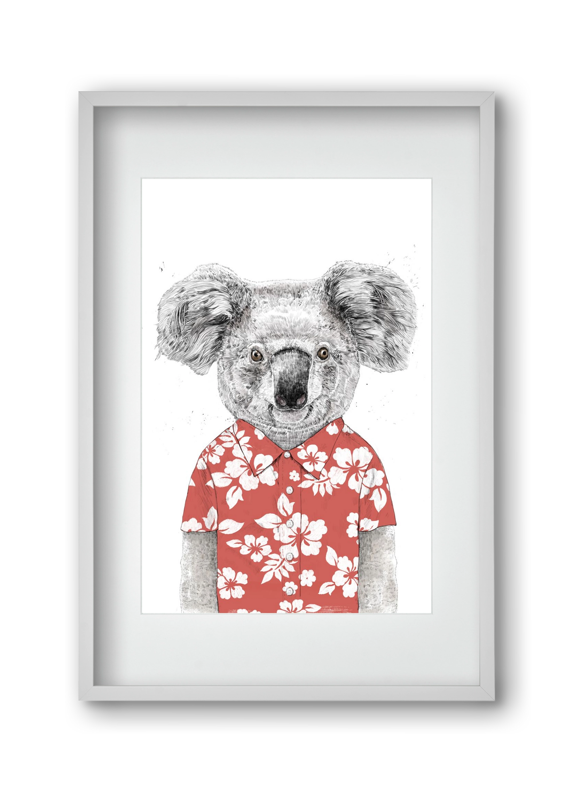 Summer koala (red), 30x45 cm (20x30 cm), Fehér keret, paszpartuval