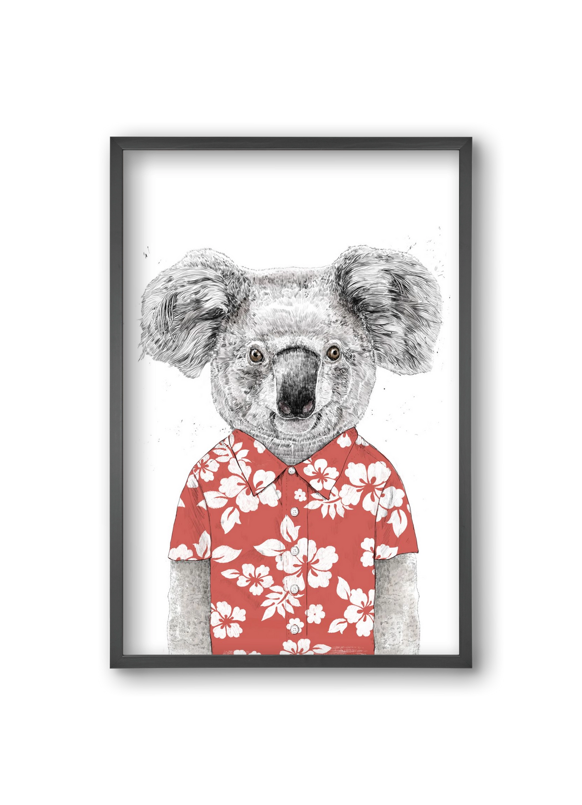 Summer koala (red), 20x30 cm (20x30 cm), Fekete keret