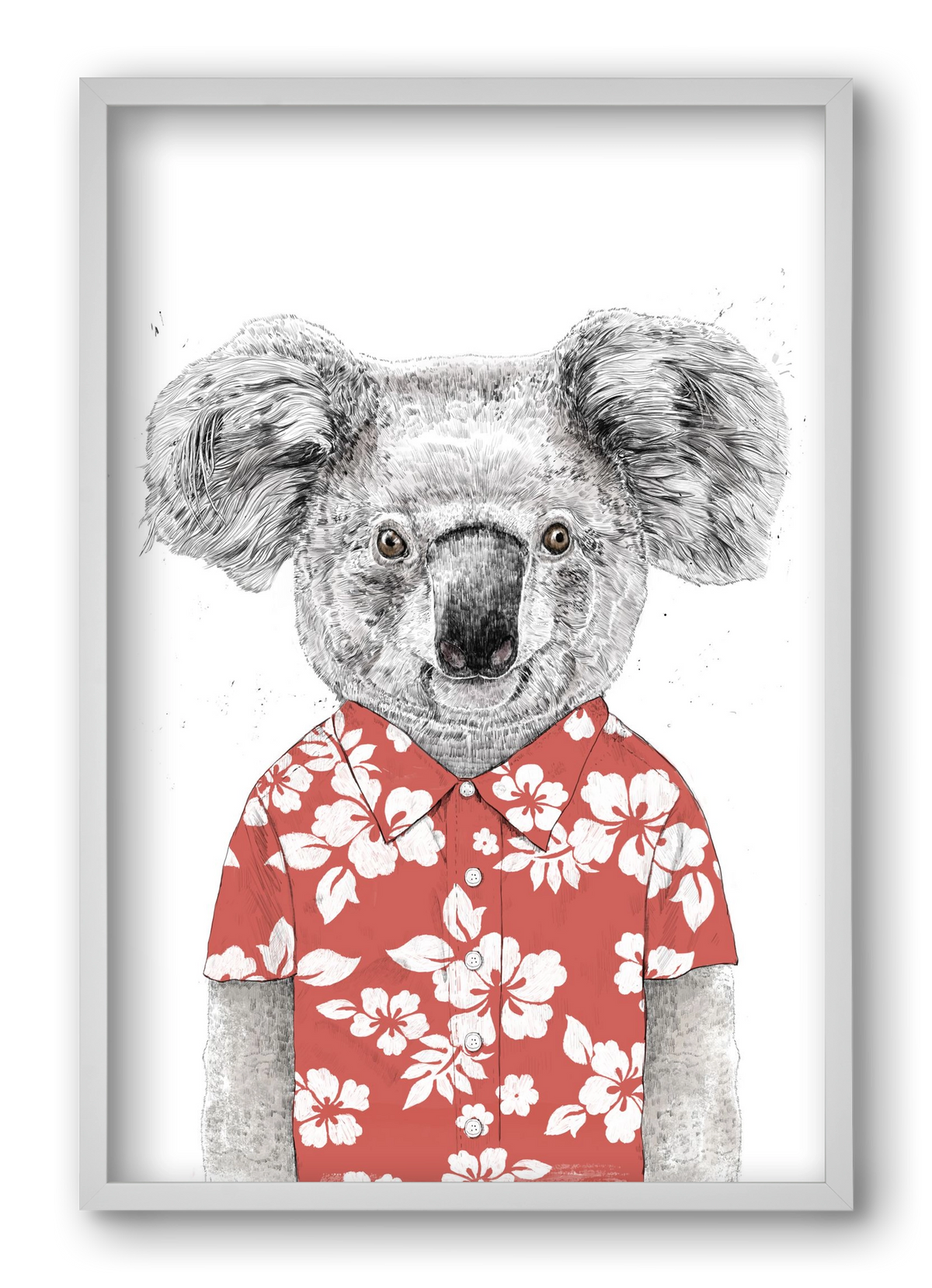 Summer koala (red), 40x60 cm (40x60 cm), Fehér keret