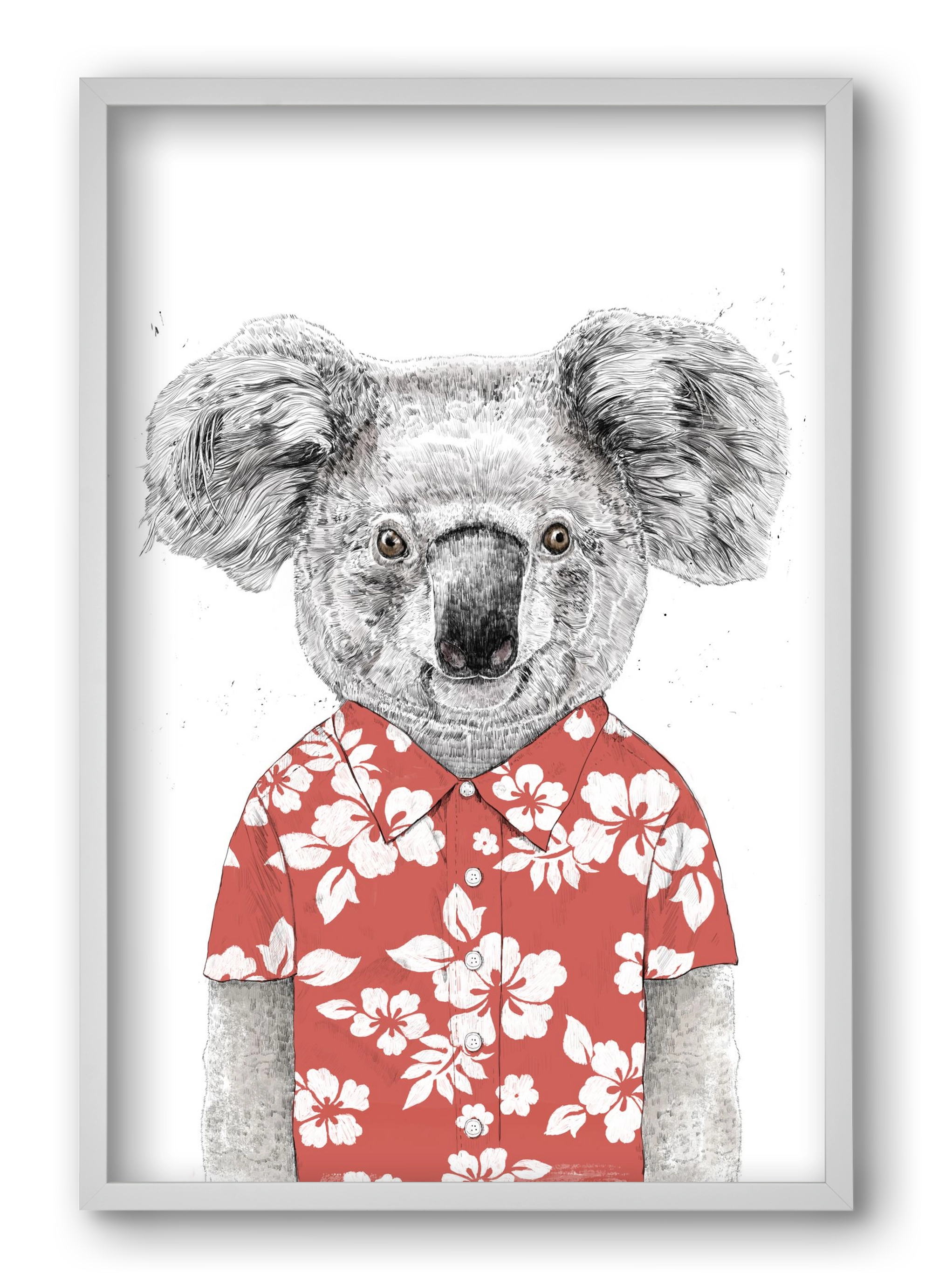 Summer koala (red), 40x60 cm (40x60 cm), Fehér keret