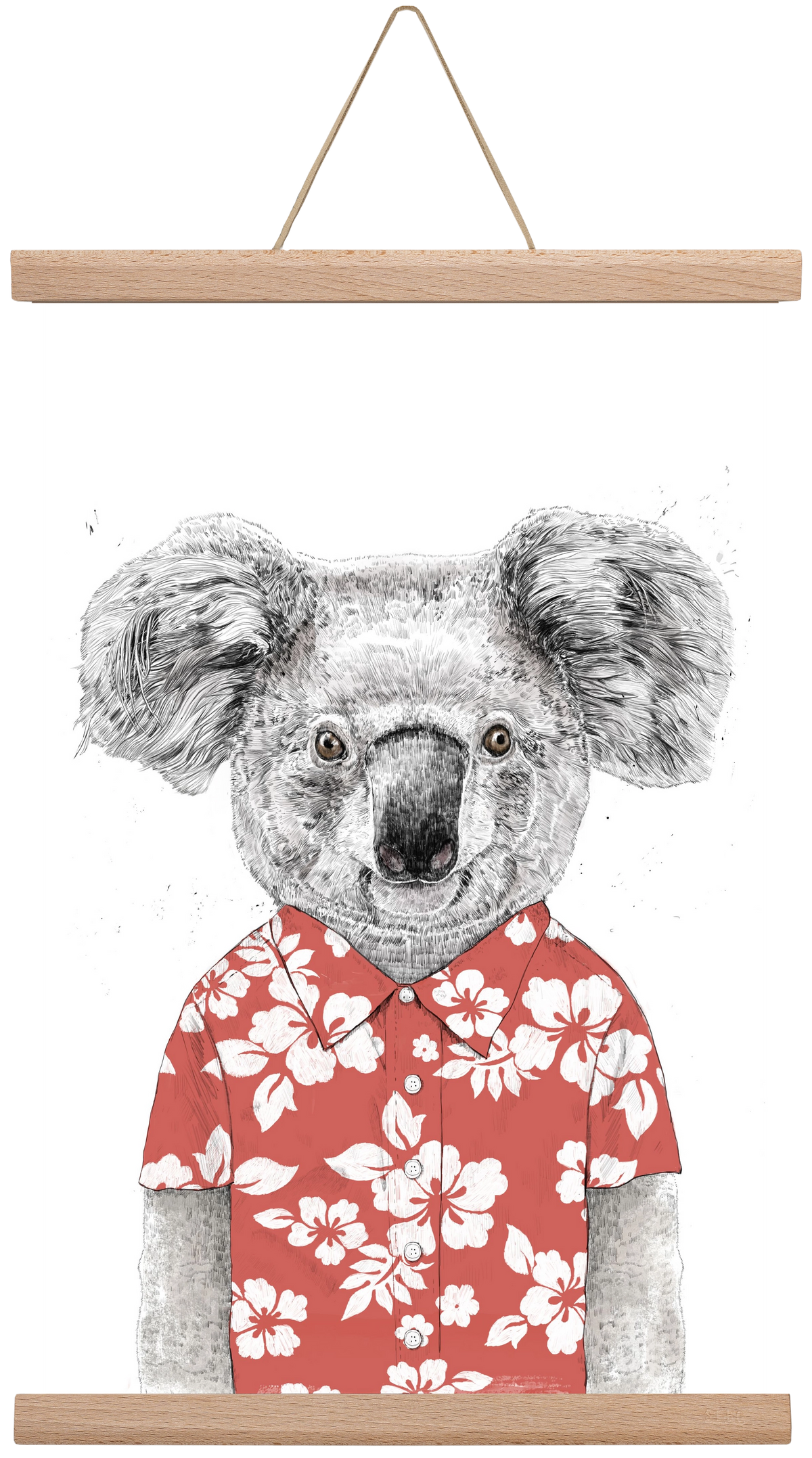 Summer koala (red), 30x45 cm (30x45 cm), Tölgy akasztó