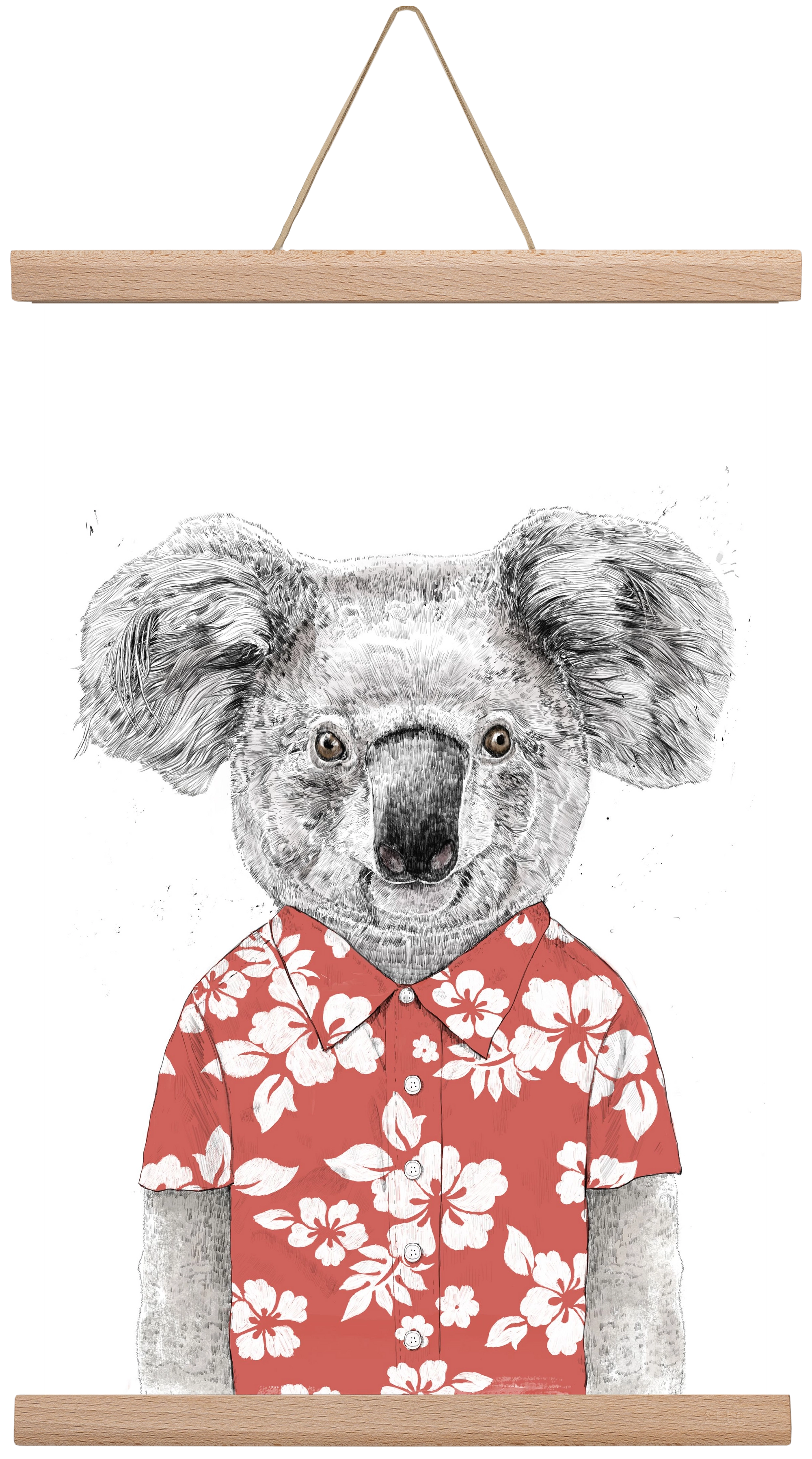 Summer koala (red), 30x45 cm (30x45 cm), Tölgy akasztó