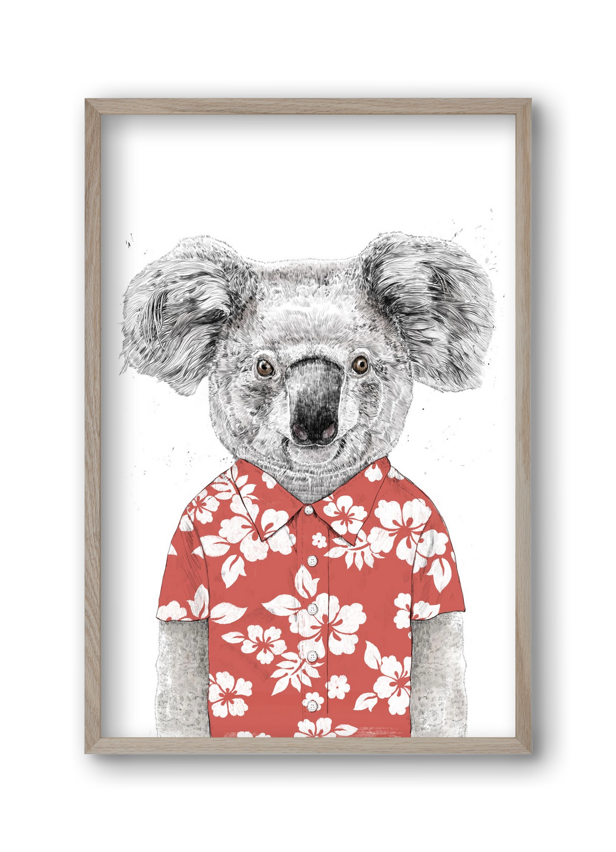 Summer koala (red), 30x45 cm (30x45 cm), Tölgy keret