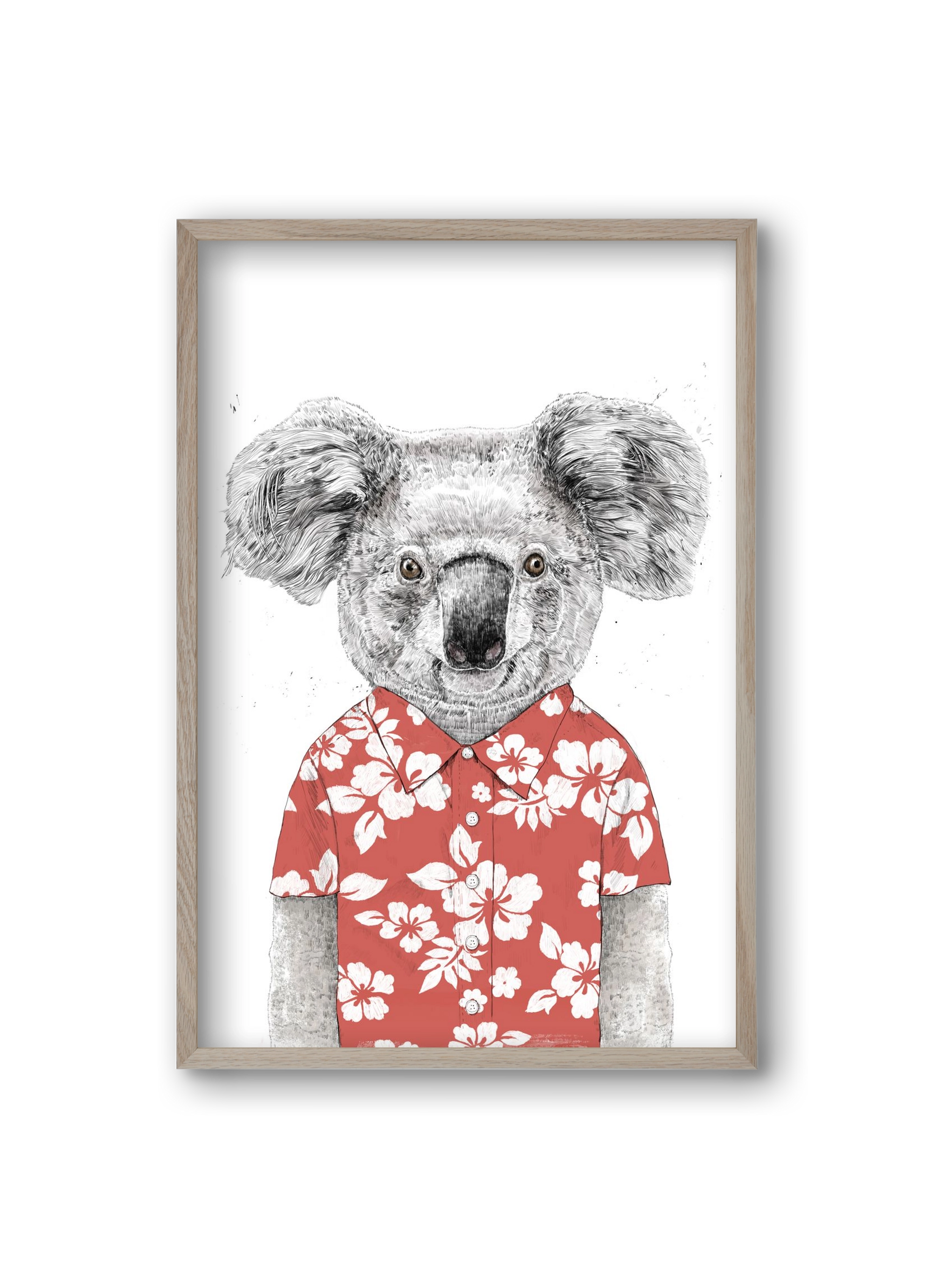 Summer koala (red), 20x30 cm (20x30 cm), Tölgy keret