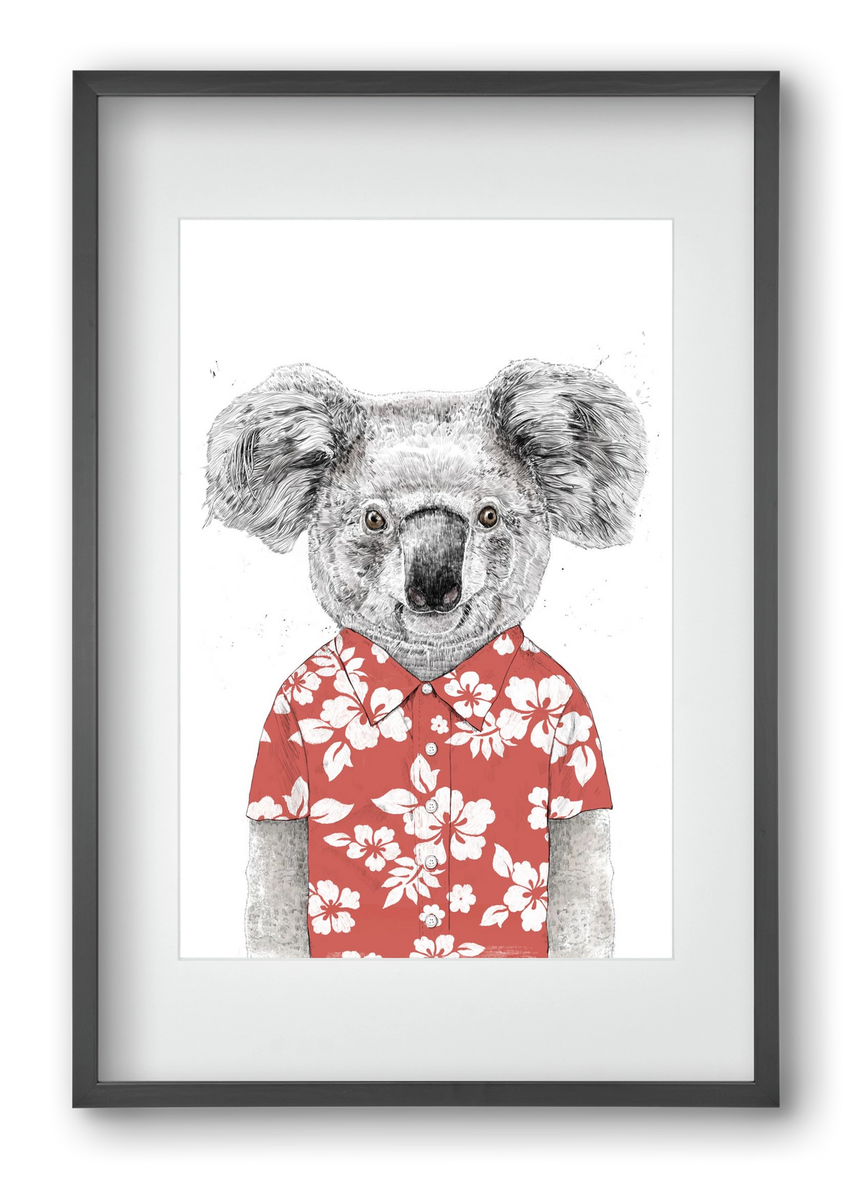 Summer koala (red), 40x60 cm (30x45 cm), Fekete keret, paszpartuval