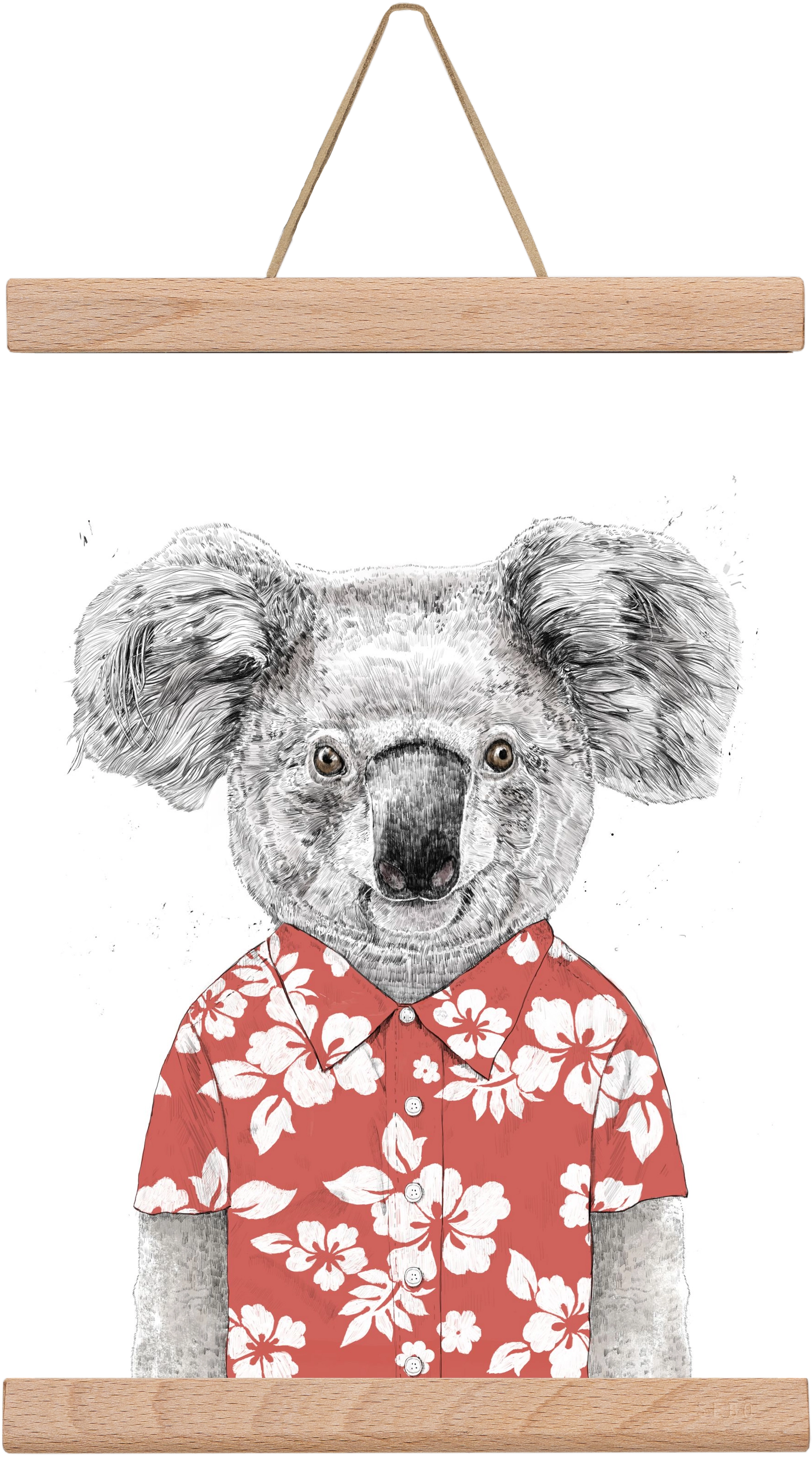 Summer koala (red), 20x30 cm (20x30 cm), Tölgy akasztó