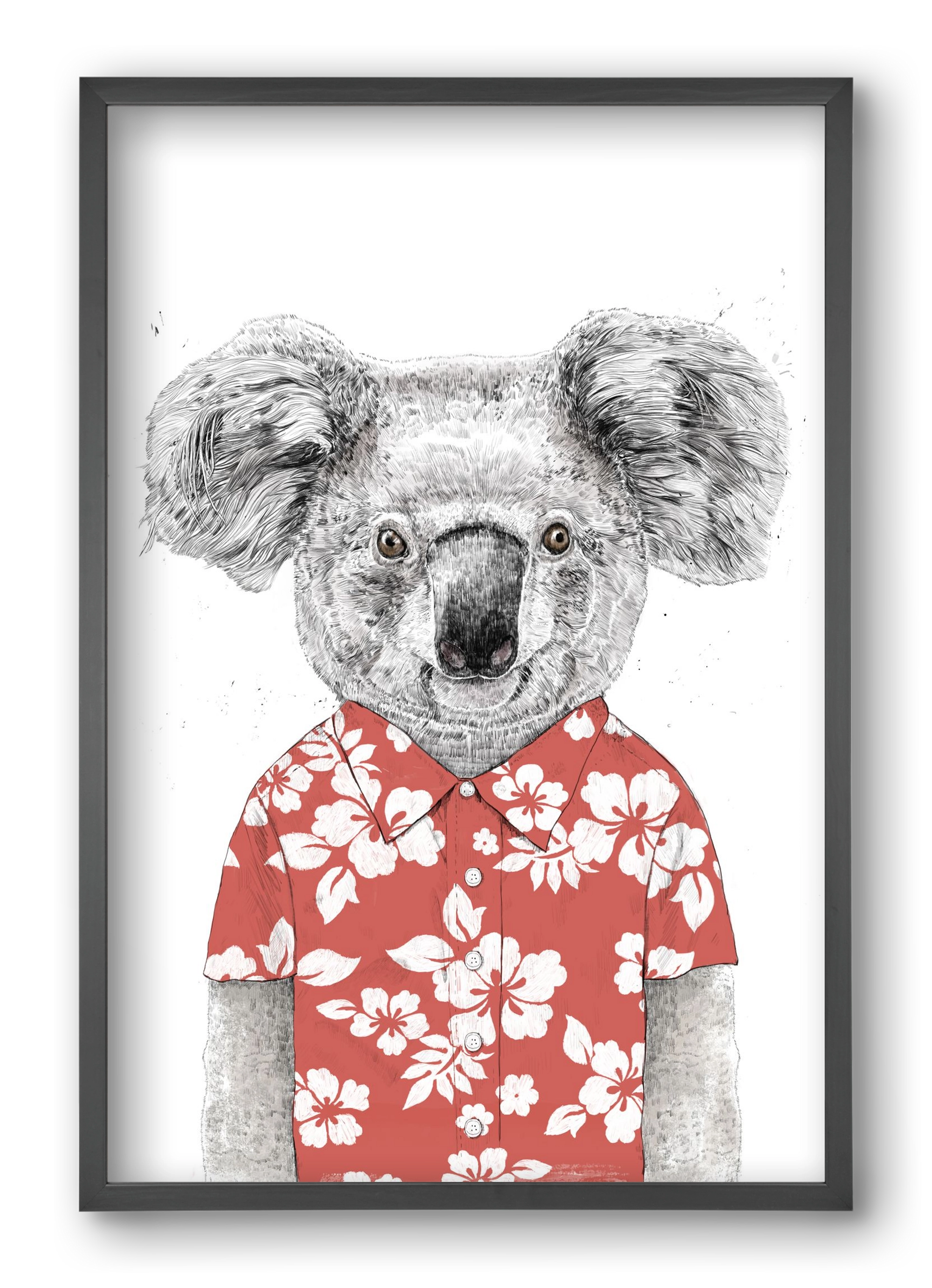 Summer koala (red), 40x60 cm (40x60 cm), Fekete keret