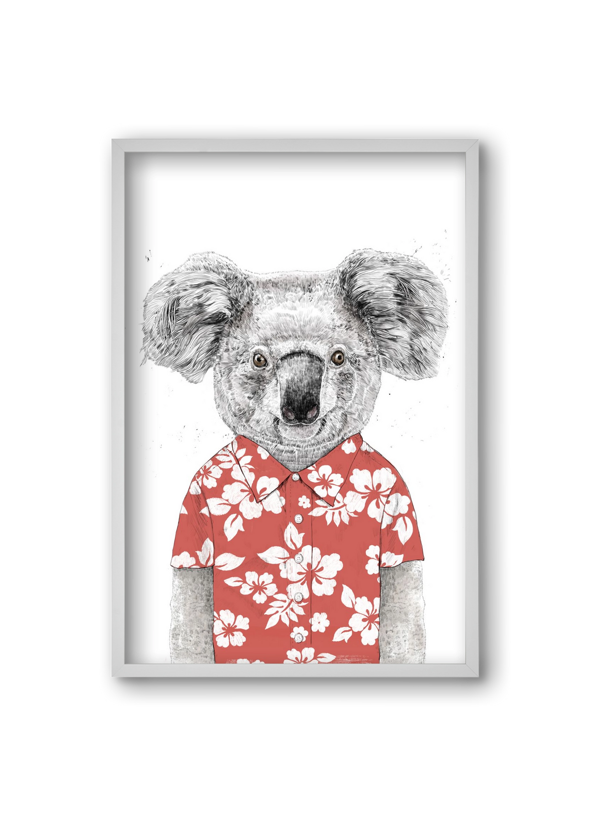 Summer koala (red), 20x30 cm (20x30 cm), Fehér keret