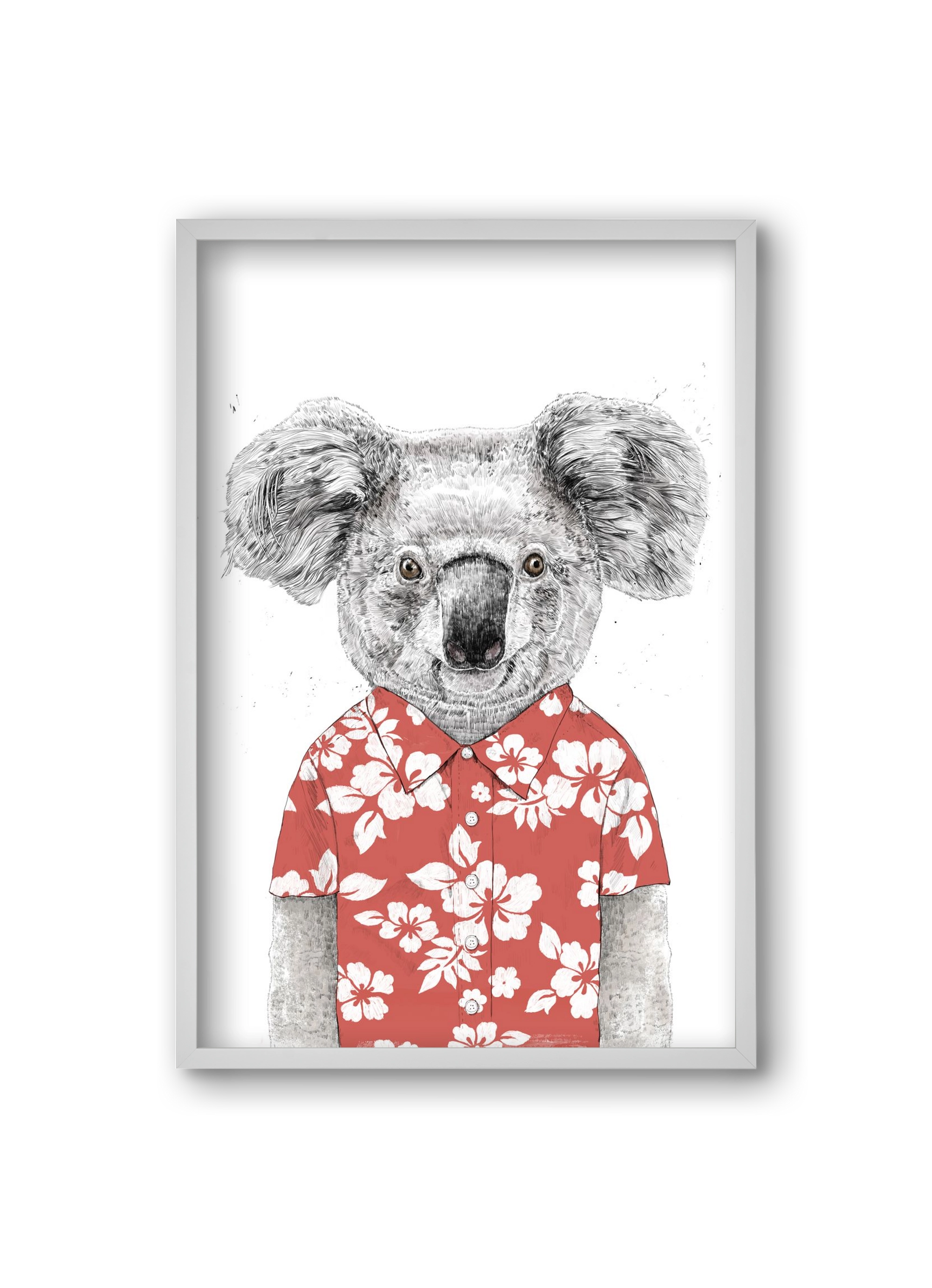 Summer koala (red), 20x30 cm (20x30 cm), Fehér keret