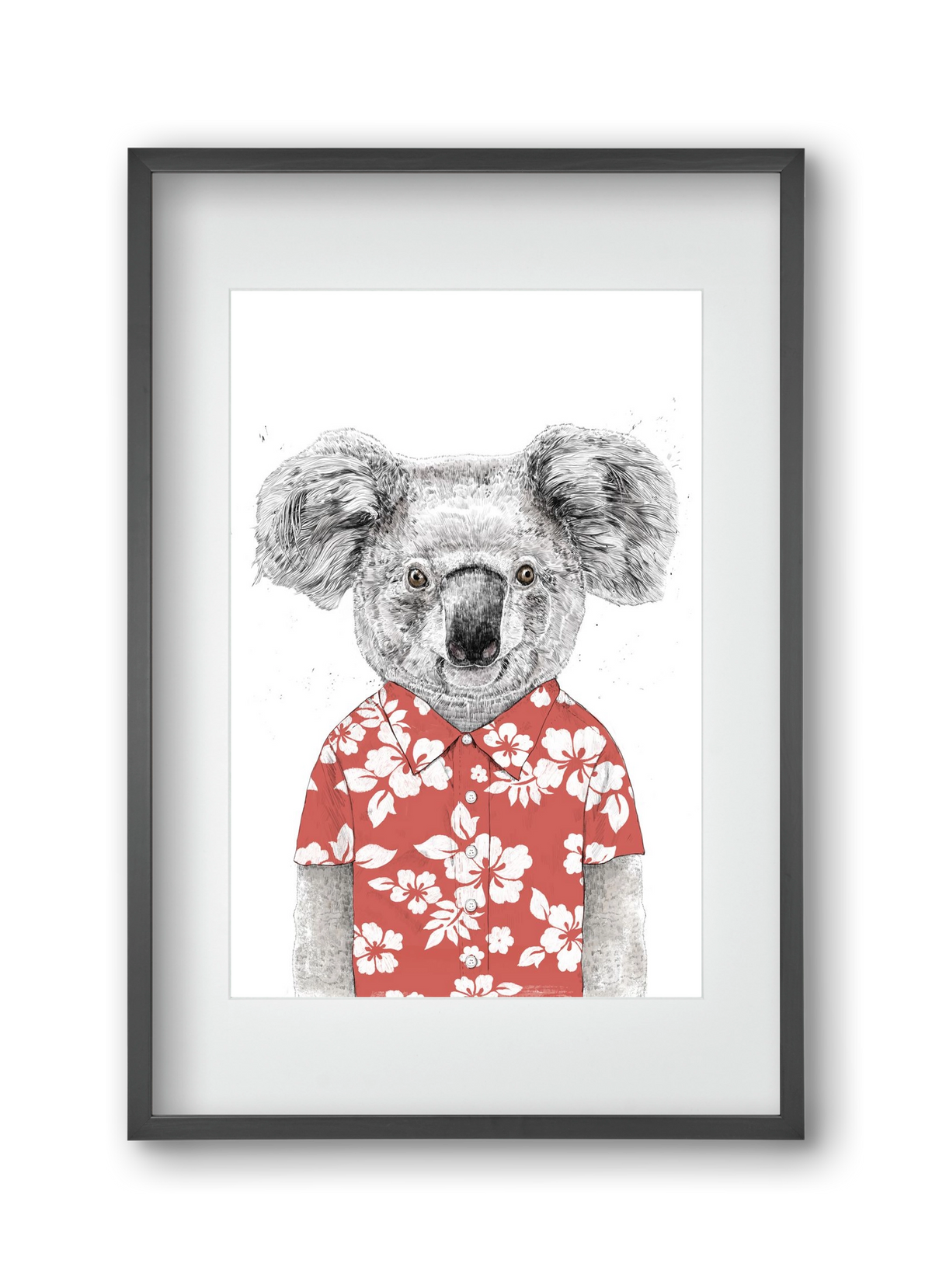 Summer koala (red), 30x45 cm (20x30 cm), Fekete keret, paszpartuval