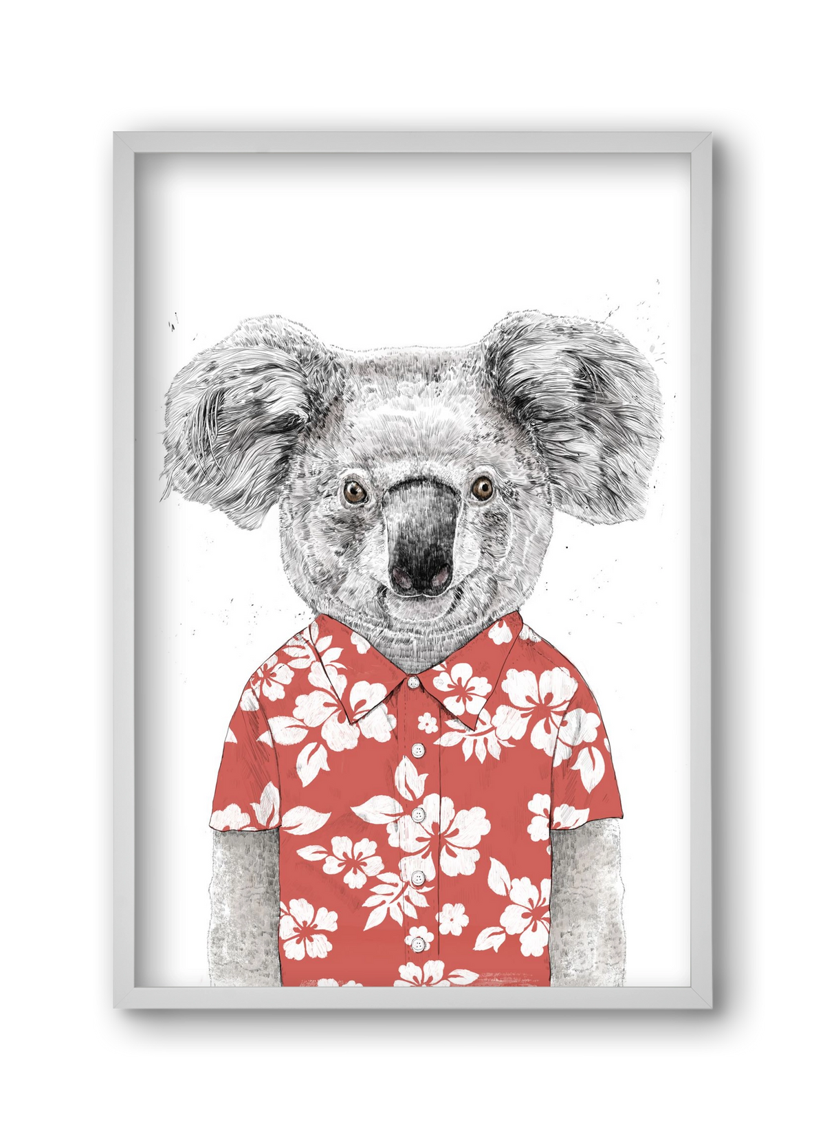 Summer koala (red), 30x45 cm (30x45 cm), Fehér keret