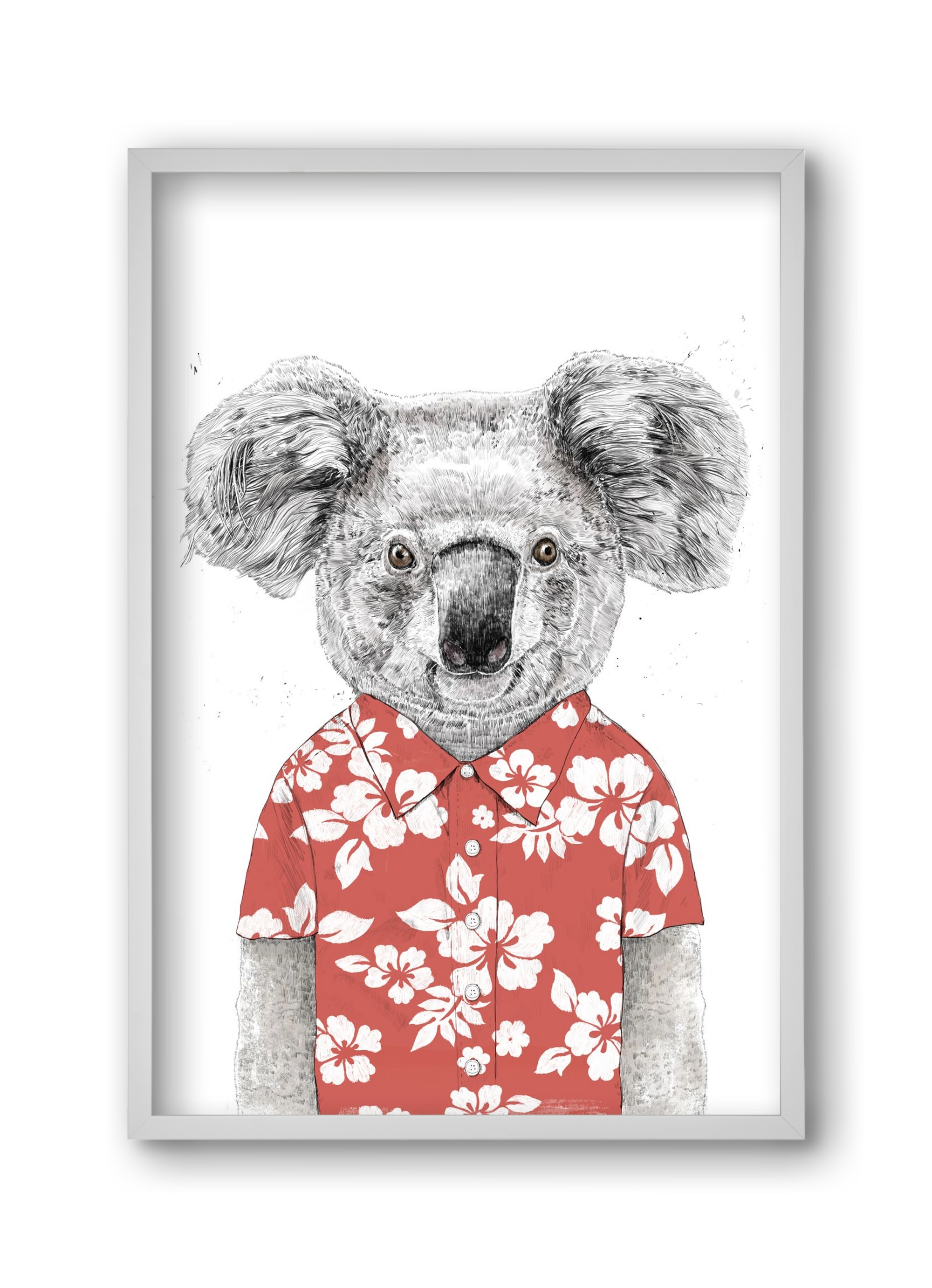 Summer koala (red), 30x45 cm (30x45 cm), Fehér keret