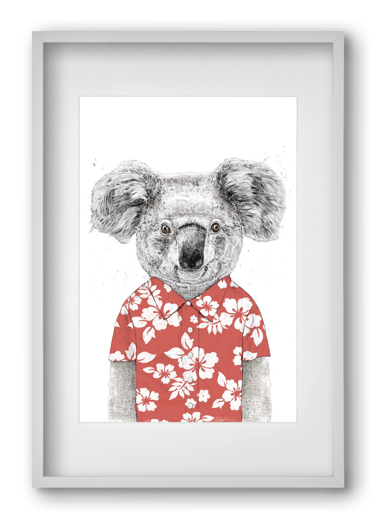 Summer koala (red), 40x60 cm (30x45 cm), Fehér keret, paszpartuval