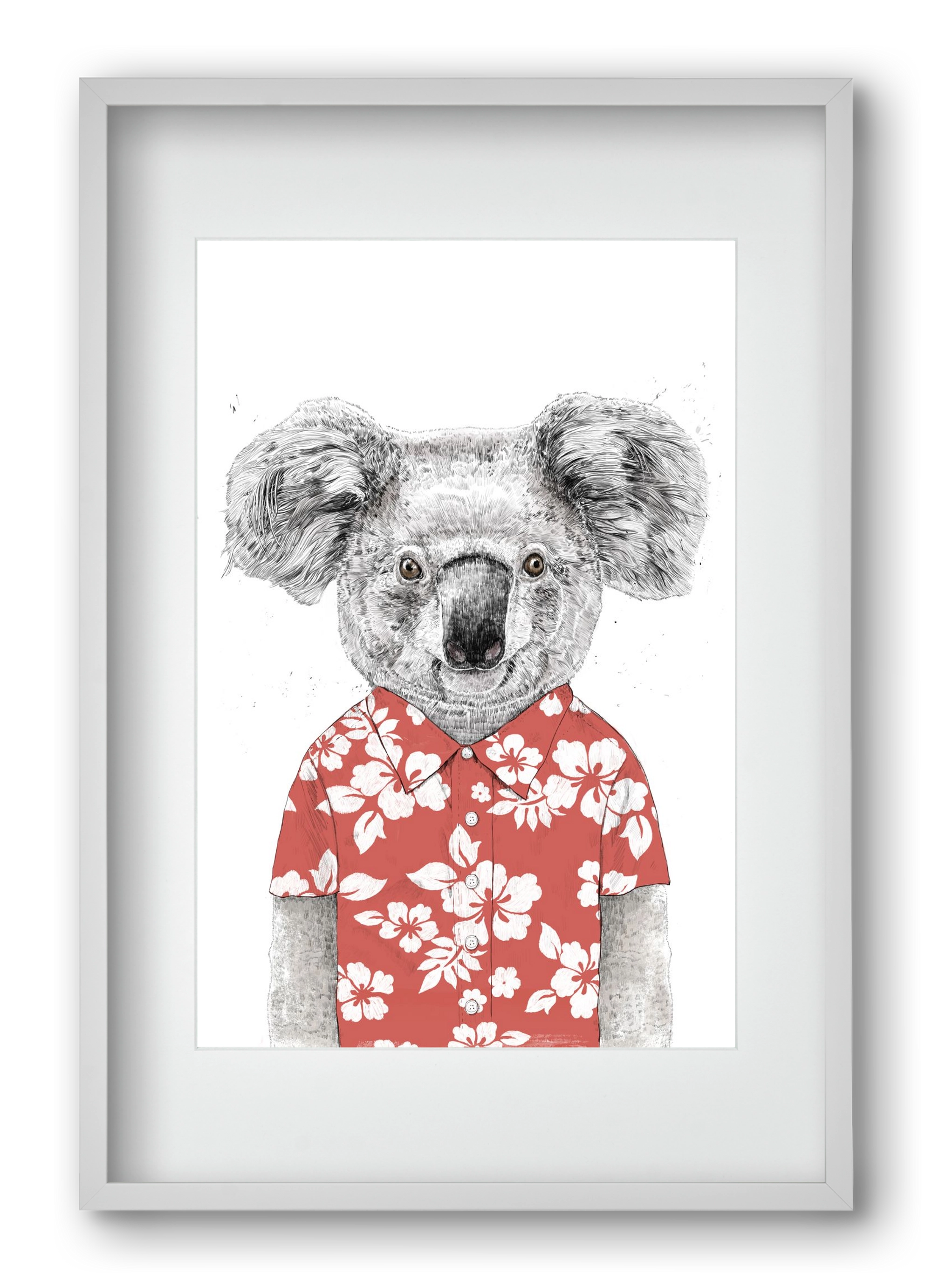 Summer koala (red), 40x60 cm (30x45 cm), Fehér keret, paszpartuval