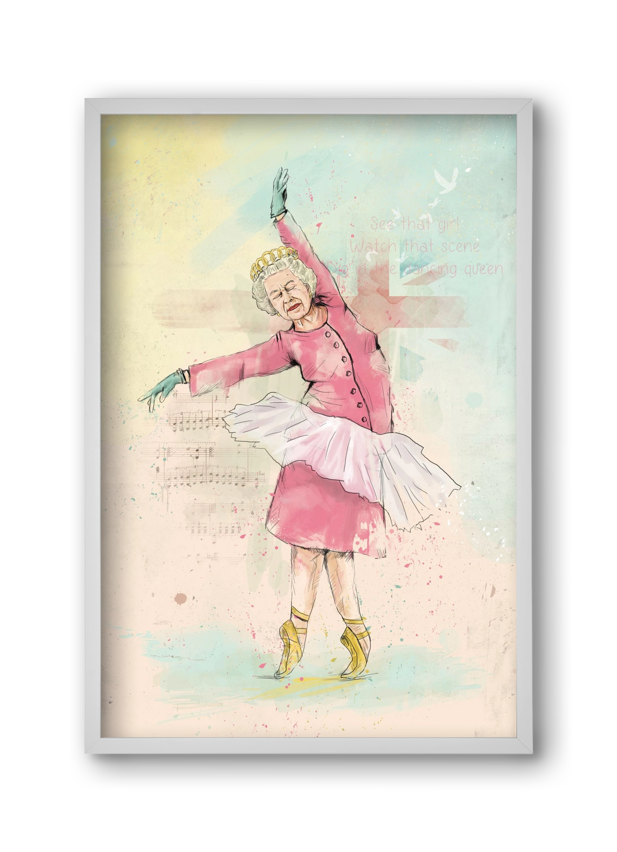 Dancing queen, 30x45 cm (30x45 cm), Fehér keret