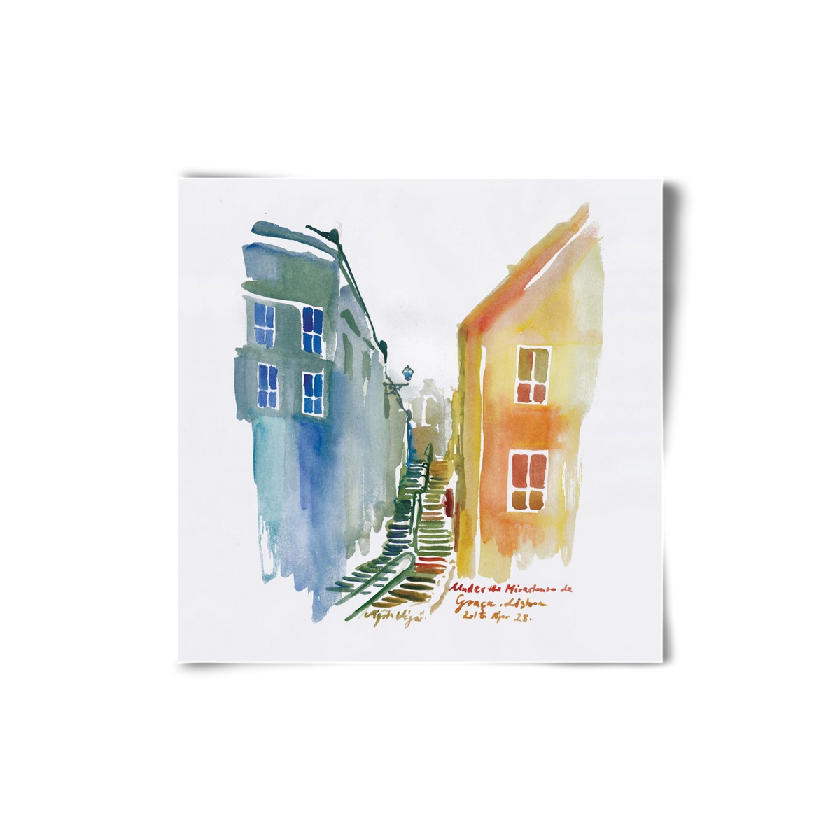 LISBON Aquarelle No.1v2, 20x20 cm, Keret nélkül