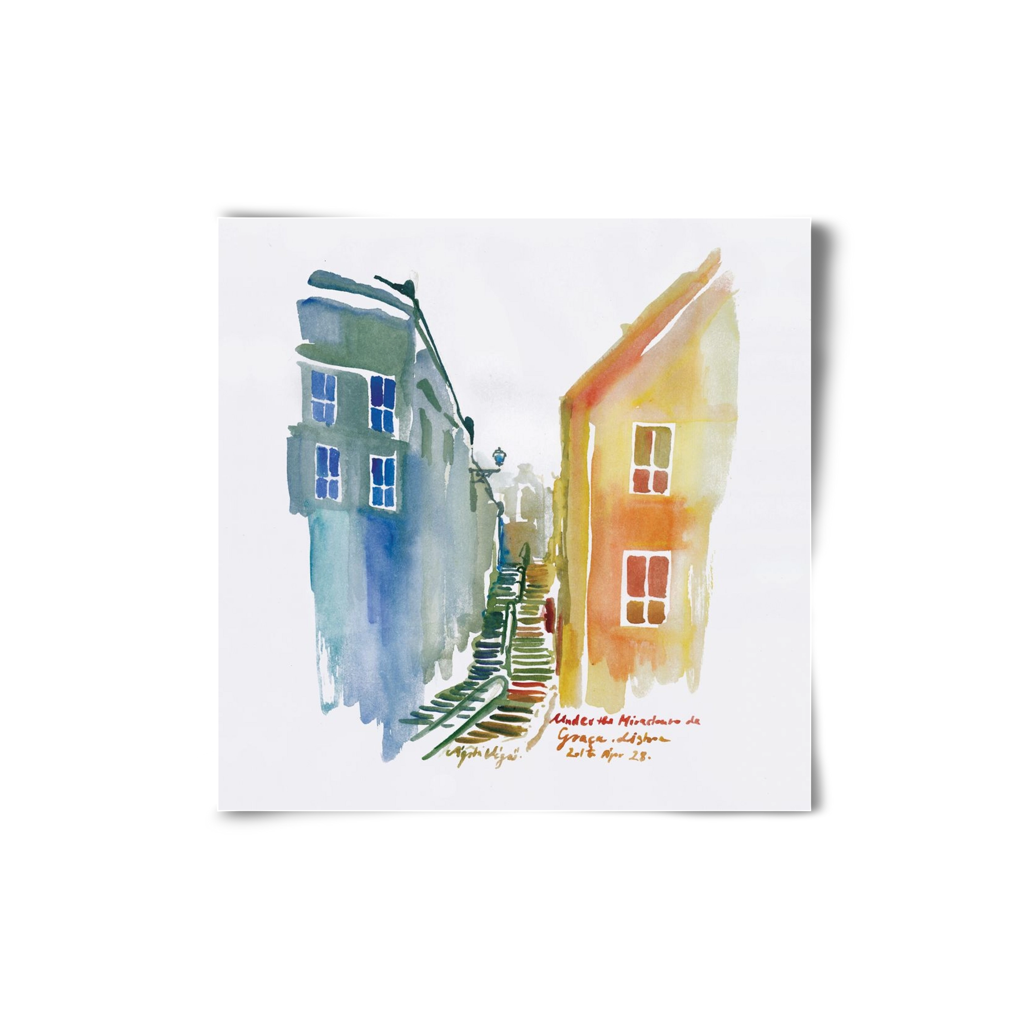 LISBON Aquarelle No.1v2, 20x20 cm, Keret nélkül