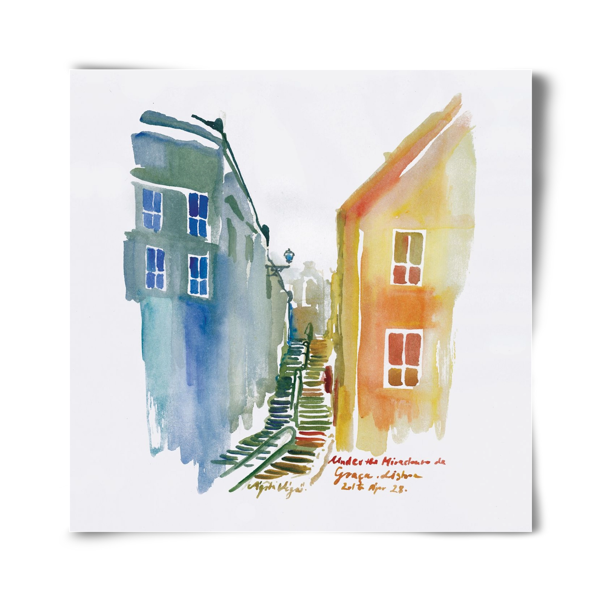 LISBON Aquarelle No.1v2, 40x40 cm, Keret nélkül