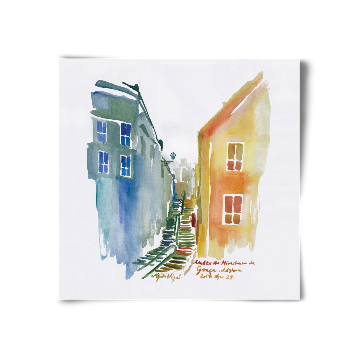 LISBON Aquarelle No.1v2, 30x30 cm, Keret nélkül